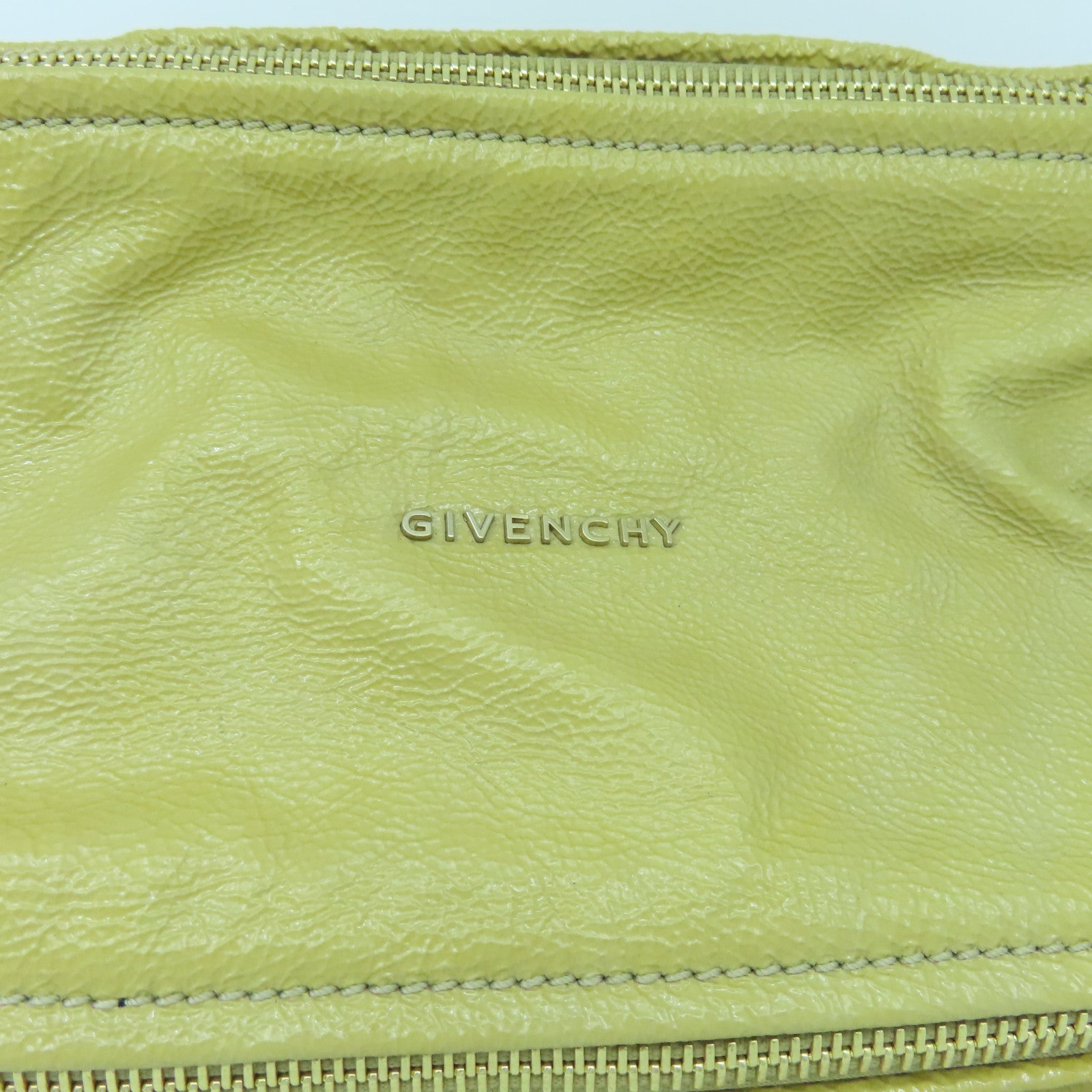 GIVENCHY Coated Canvas Two Way Shoulder Bag with Gold Buckle Handle and Shoulder Yellow