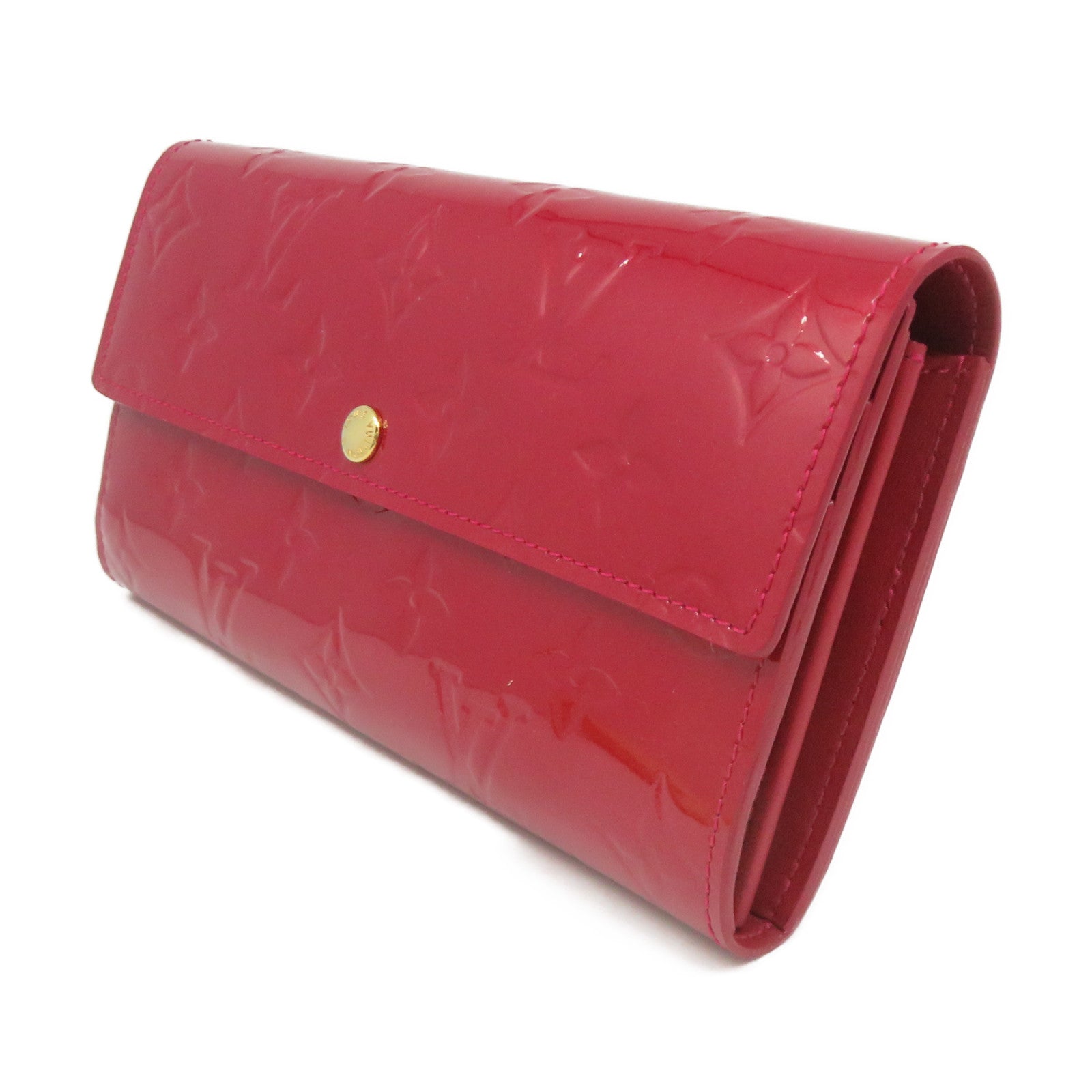 LOUIS VUITTON Vernis Sarah Zipper Long Wallet金扣拉鏈長錢包紅色
