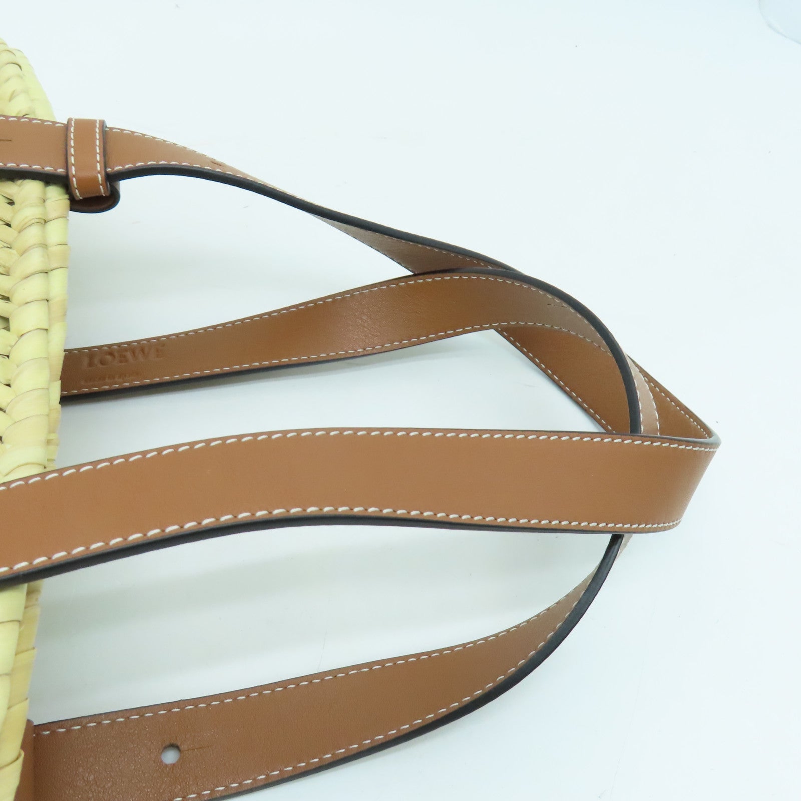 LOEWE Palm Leaf/Leather Basket Bag Beige