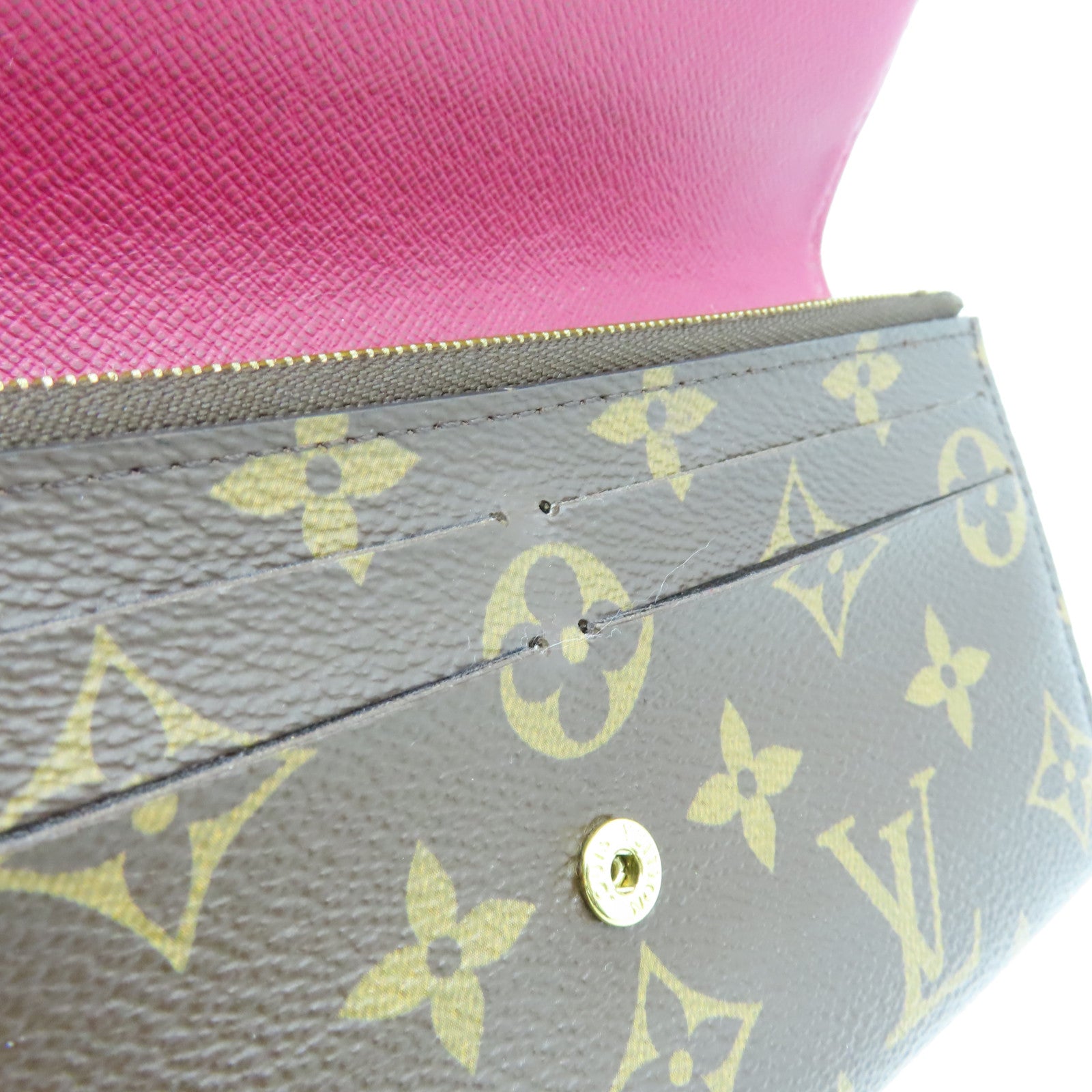 LOUIS VUITTON Monogram Emile Wallet金扣长钱包啡色/酒红色