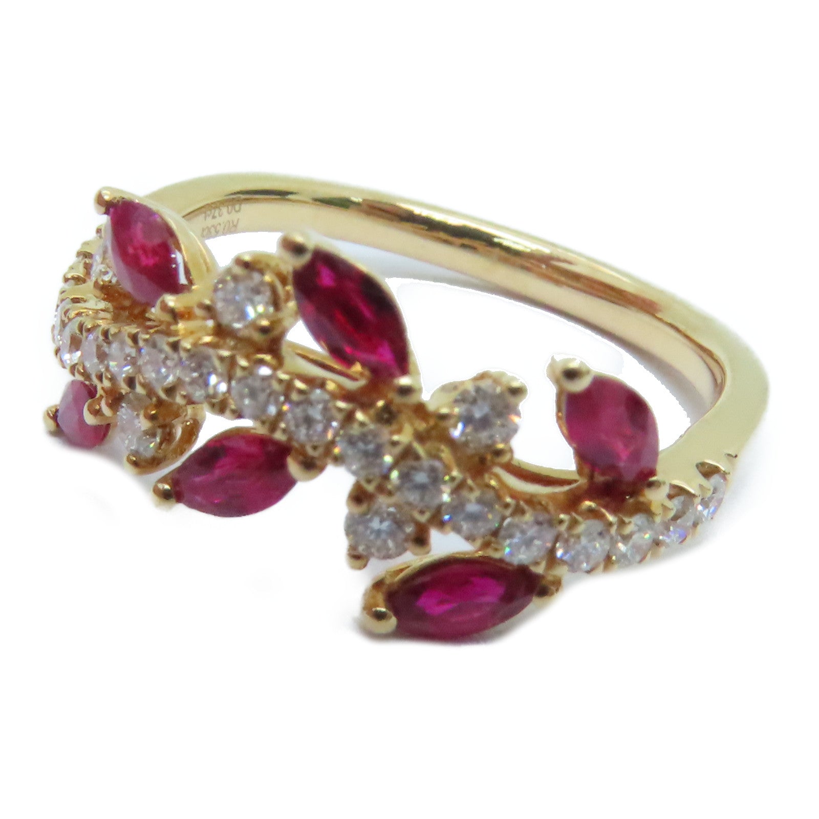 JEWELRY 18K玫瑰金Ruby Ring 0.53ct紅寶石/0.37ct鑽石戒指US#6.5