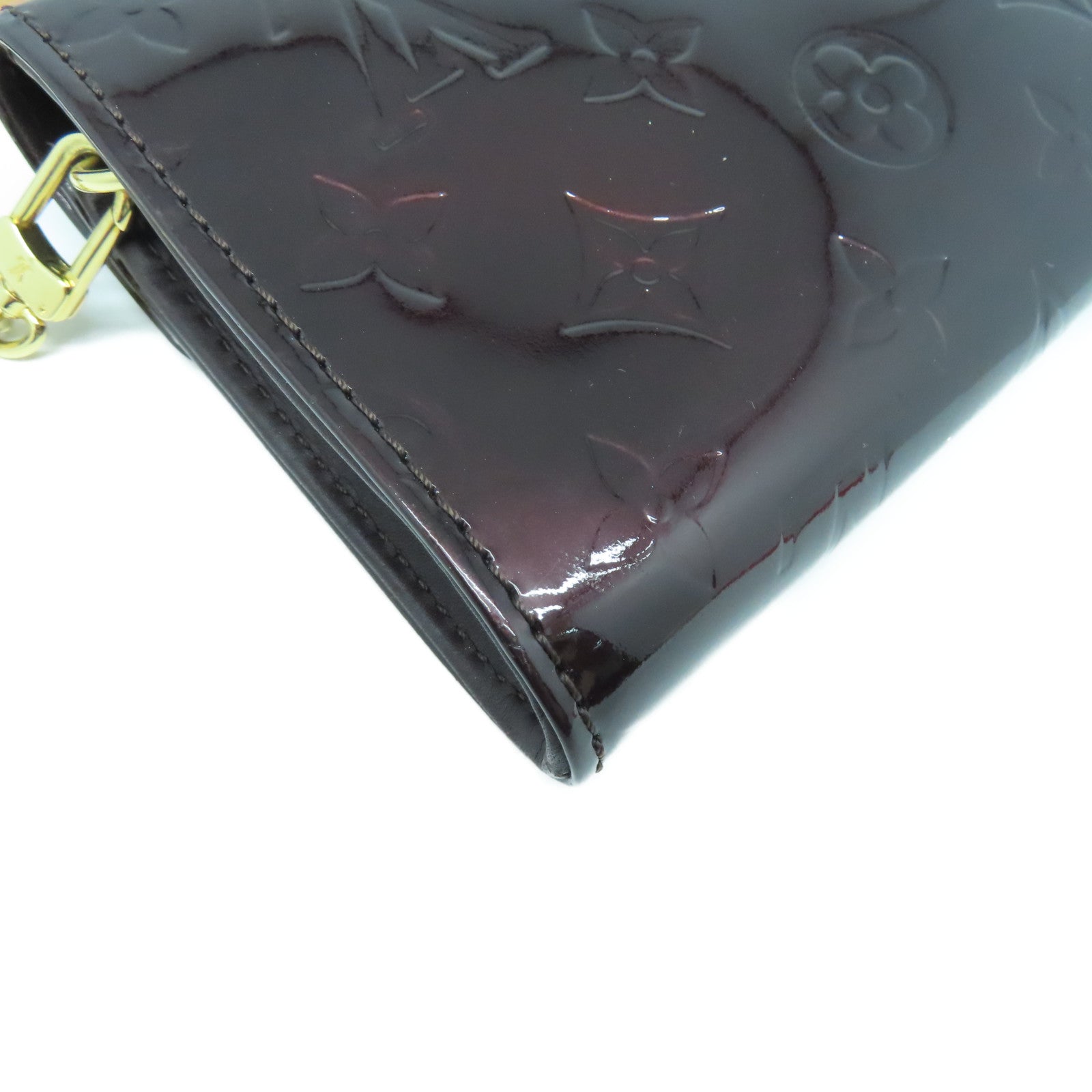 LOUIS VUITTON Monogram Vernis Sunset Boulevard Gold Buckle Shoulder Bag Burgundy