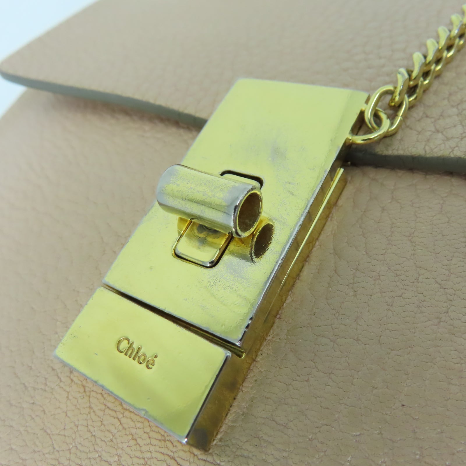 Chloe 【激減優惠】牛皮皮革Chain Shoulder Bag金扣鏈帶肩背袋粉紅色