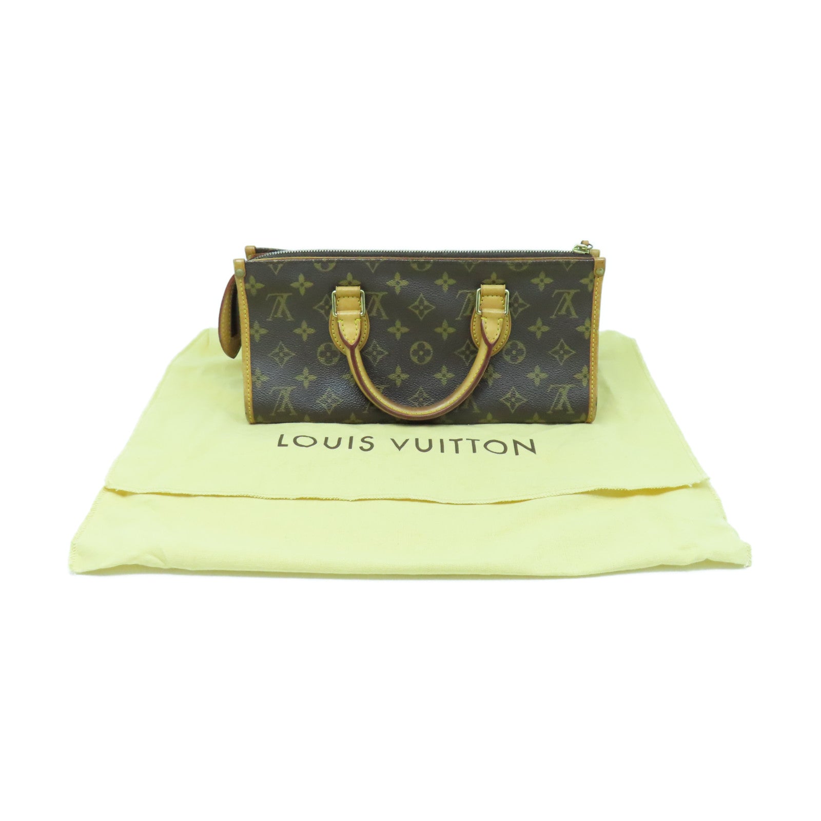 LOUIS VUITTON Monogram Popincourt gold buckle handle bag brown