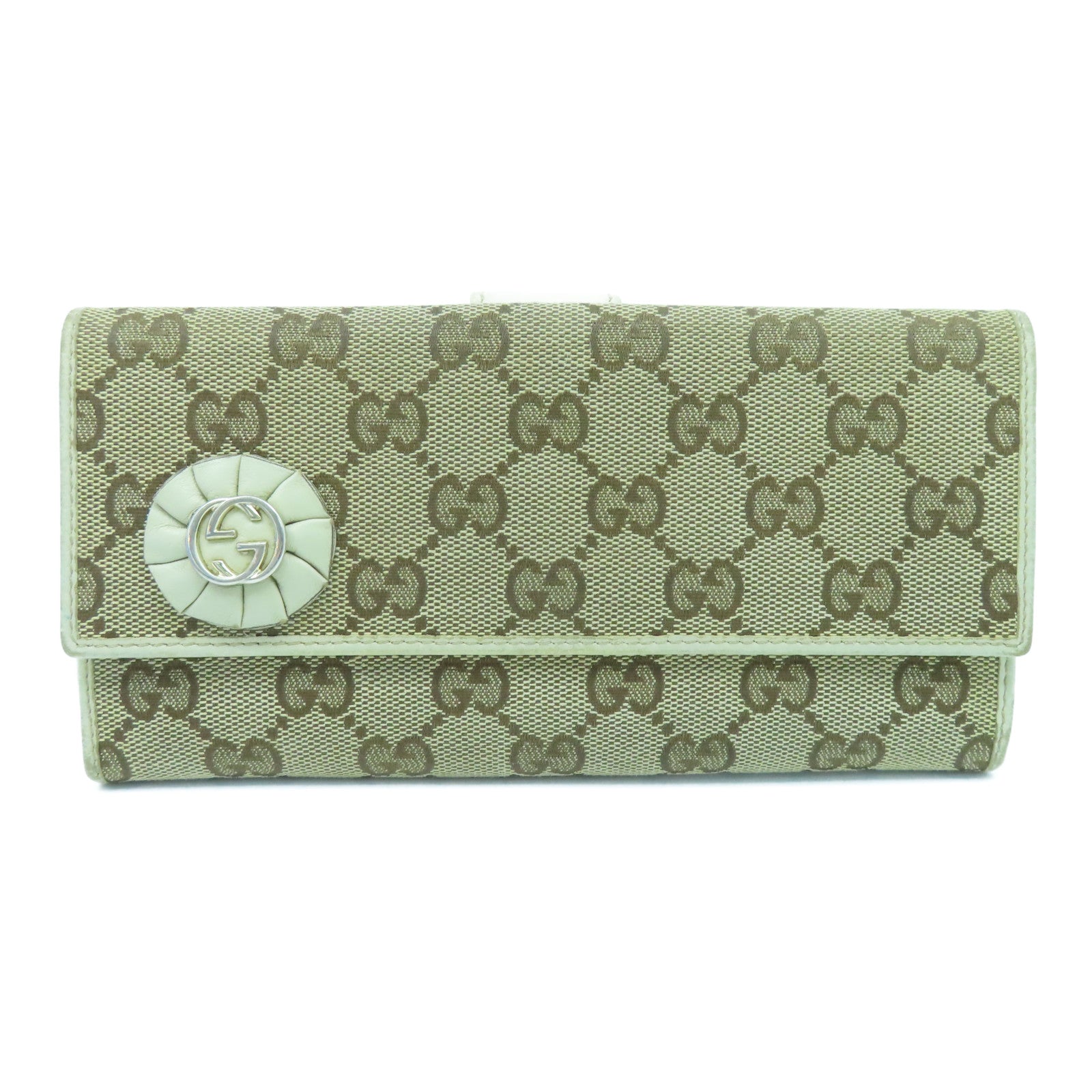 GUCCI 帆布Long Wallet金扣長錢包啡色