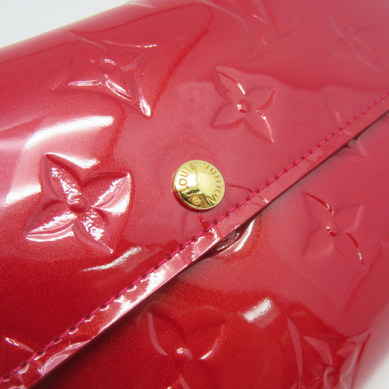 LOUIS VUITTON Vernis Sarah Zipper Long Wallet金扣拉鏈長錢包紅色