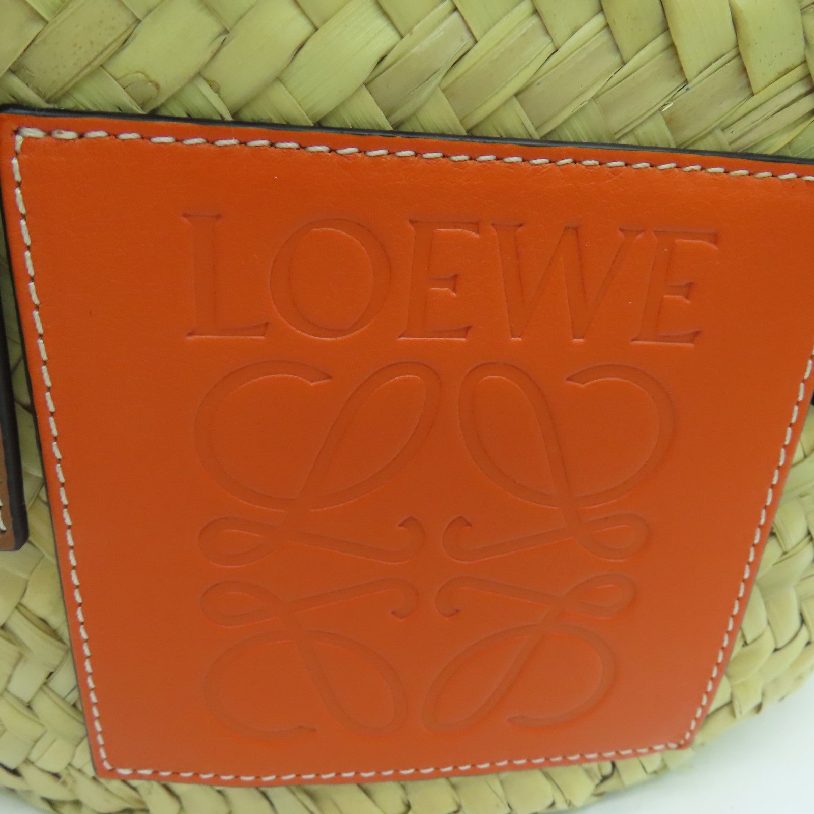 LOEWE Palm Leaf/Leather Basket Bag Beige