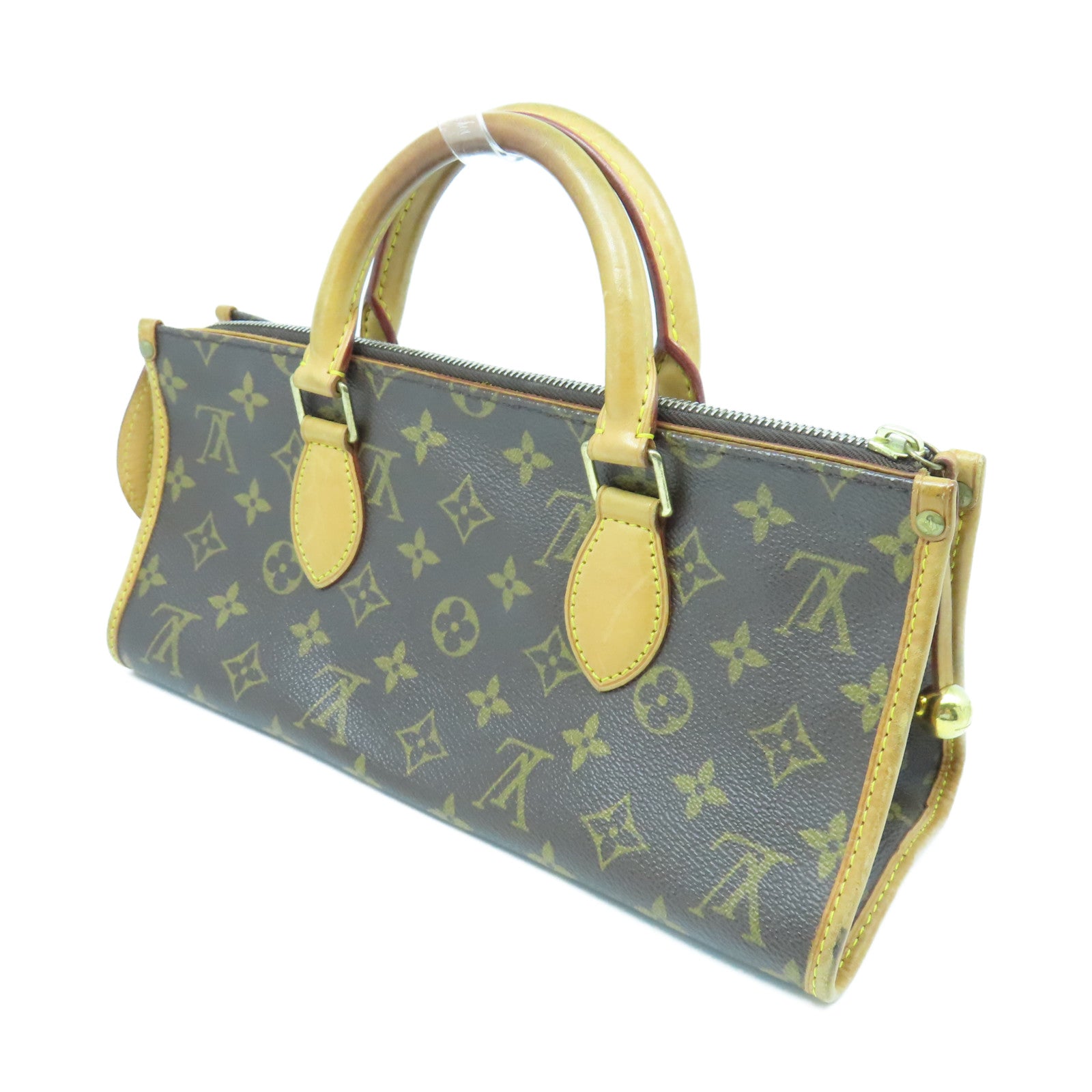 LOUIS VUITTON Monogram Popincourt gold buckle handle bag brown