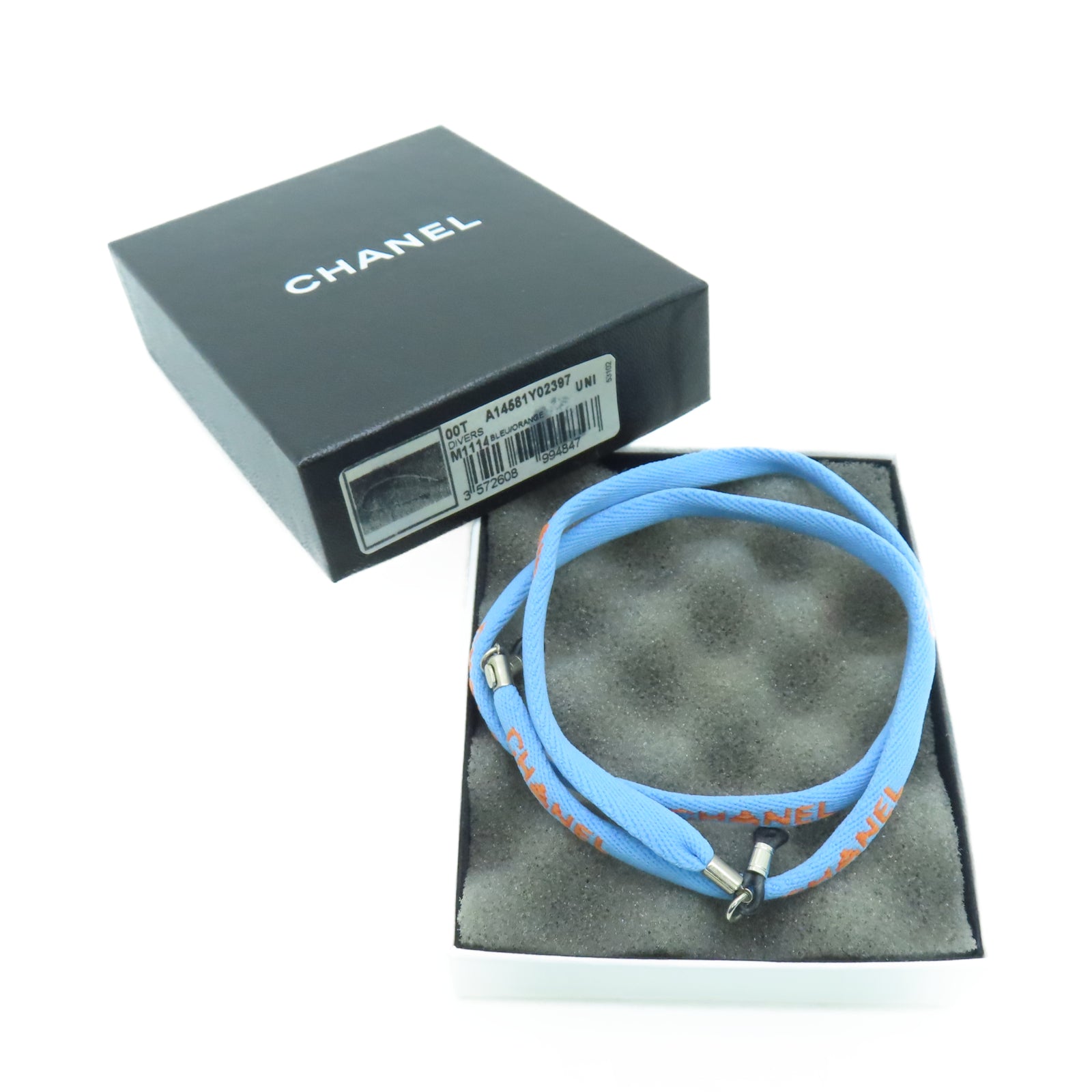 CHANEL 帆布Sunglass Strap太阳眼镜带蓝色