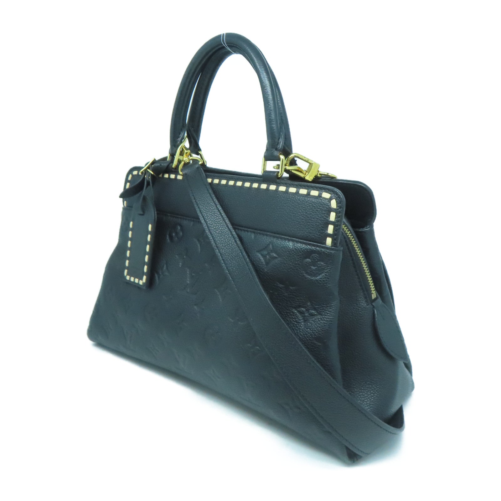 LOUIS VUITTON Monogram Empreinte Vosges MM金扣手挽肩背兩用袋黑色