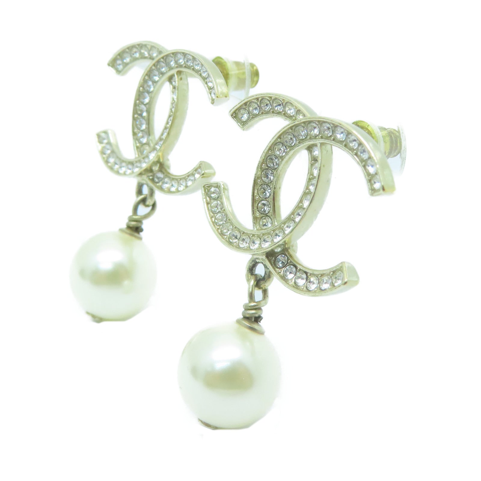 CHANEL 水晶/金屬Chanel Earrings耳環銀色