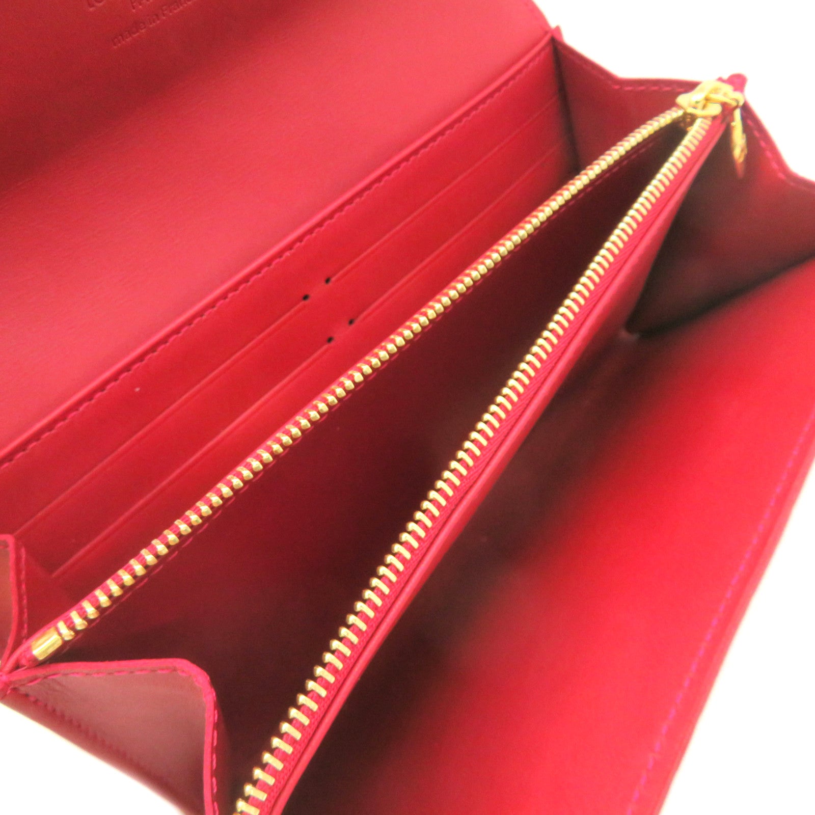 LOUIS VUITTON Vernis Sarah Zipper Long Wallet金扣拉鏈長錢包紅色