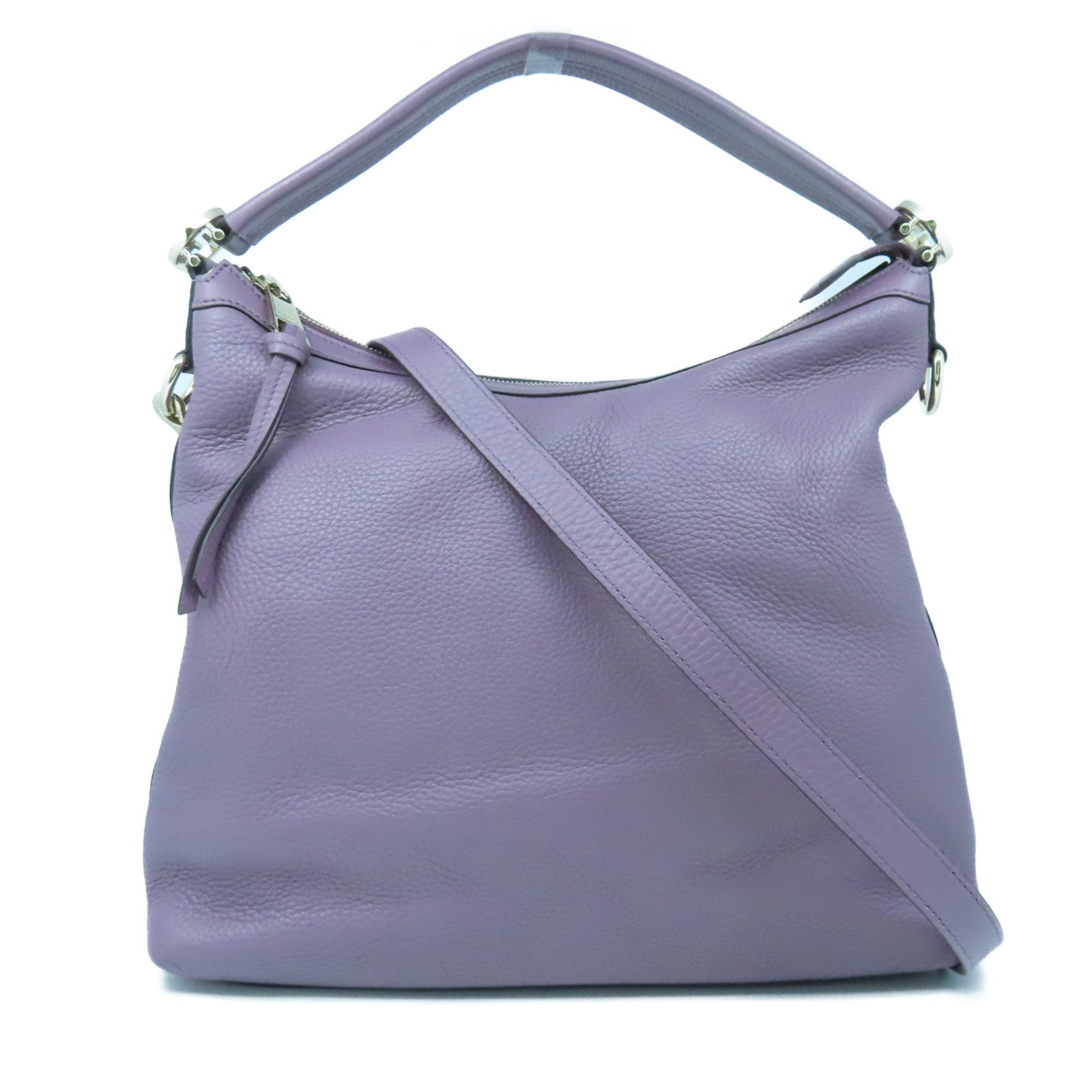 GUCCI Cowhide Leather Shoulder Bag Silver Buckle Handle Shoulder Bag Purple