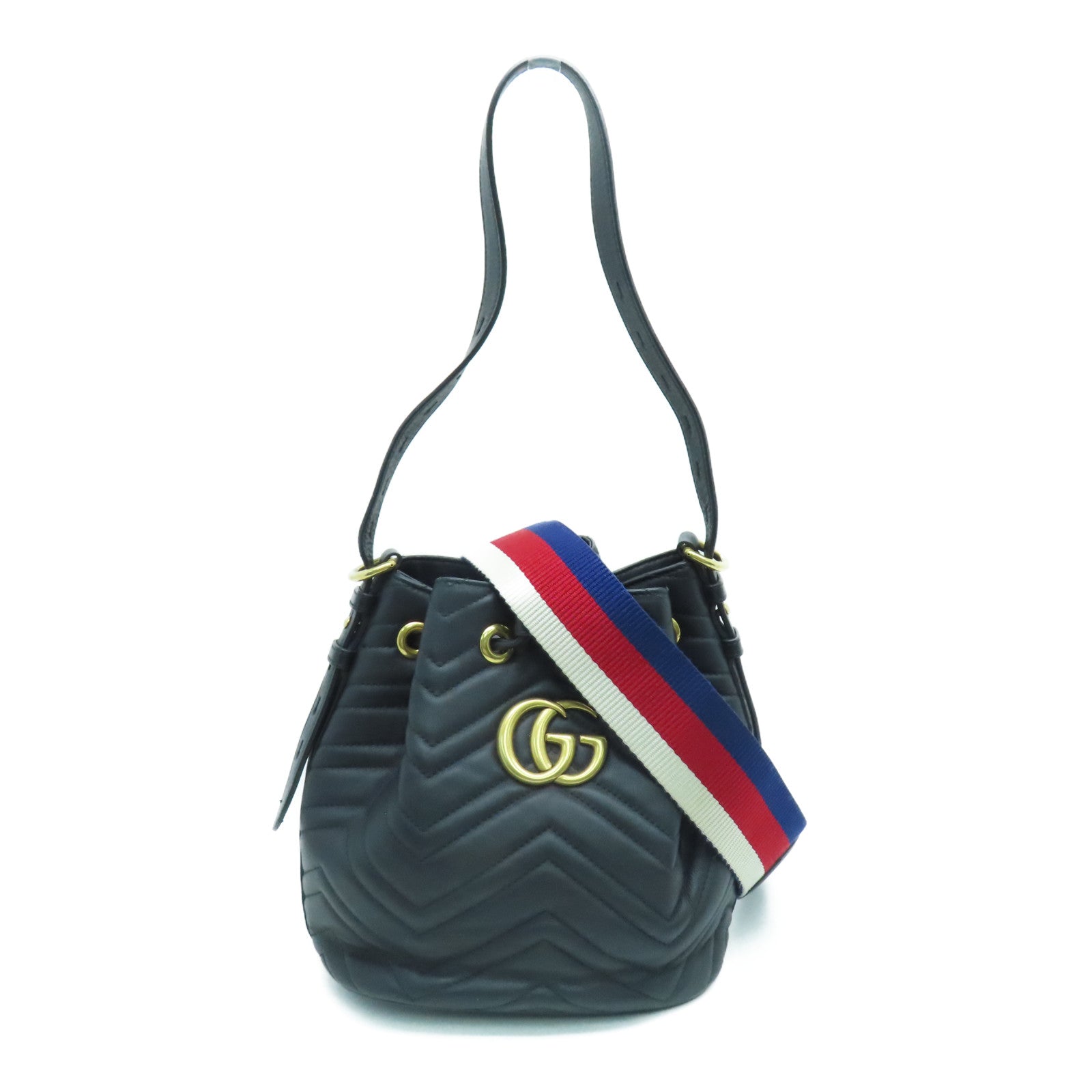 GUCCI 斜纹牛皮皮革Shoulder Bag金扣肩背袋黑色