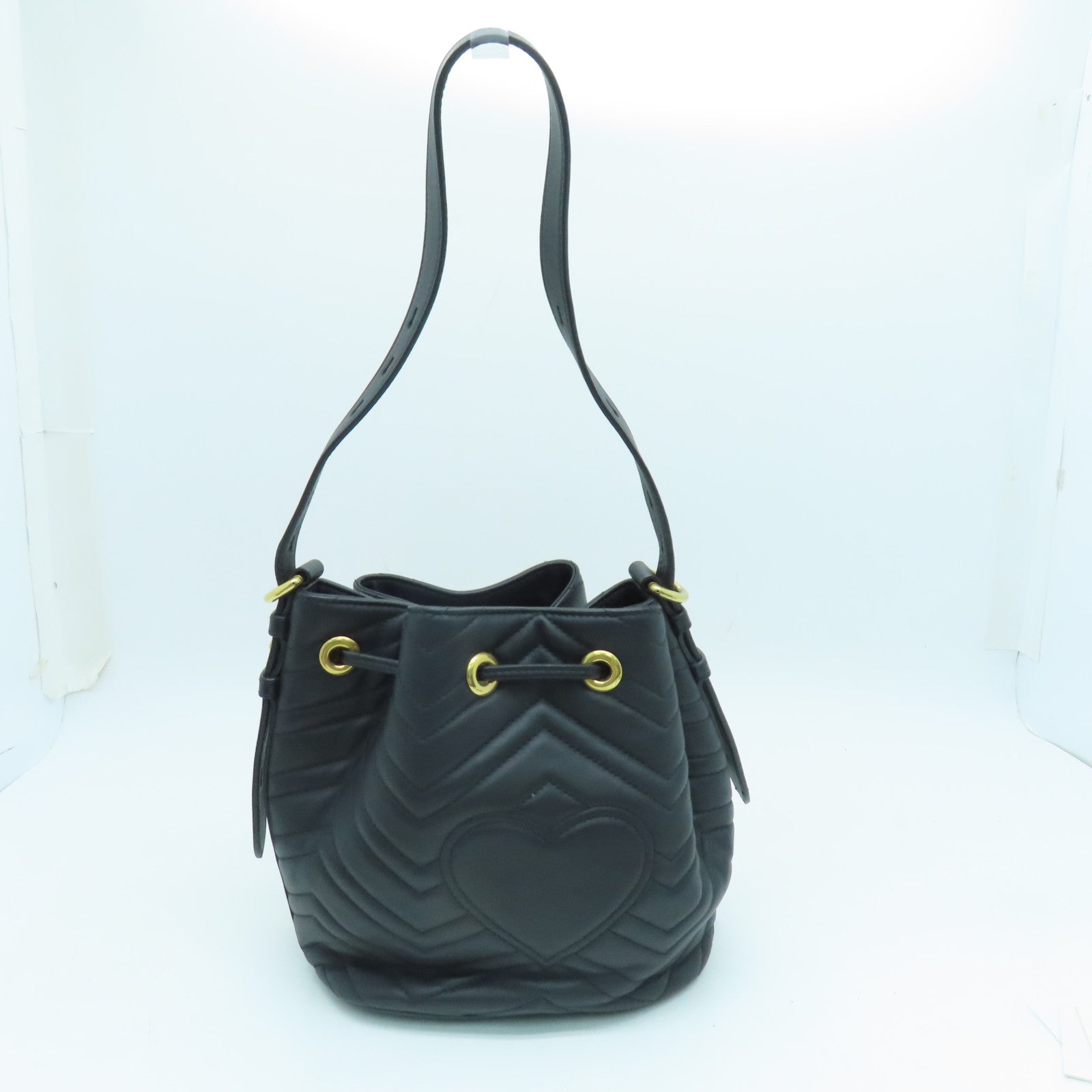 GUCCI 斜纹牛皮皮革Shoulder Bag金扣肩背袋黑色