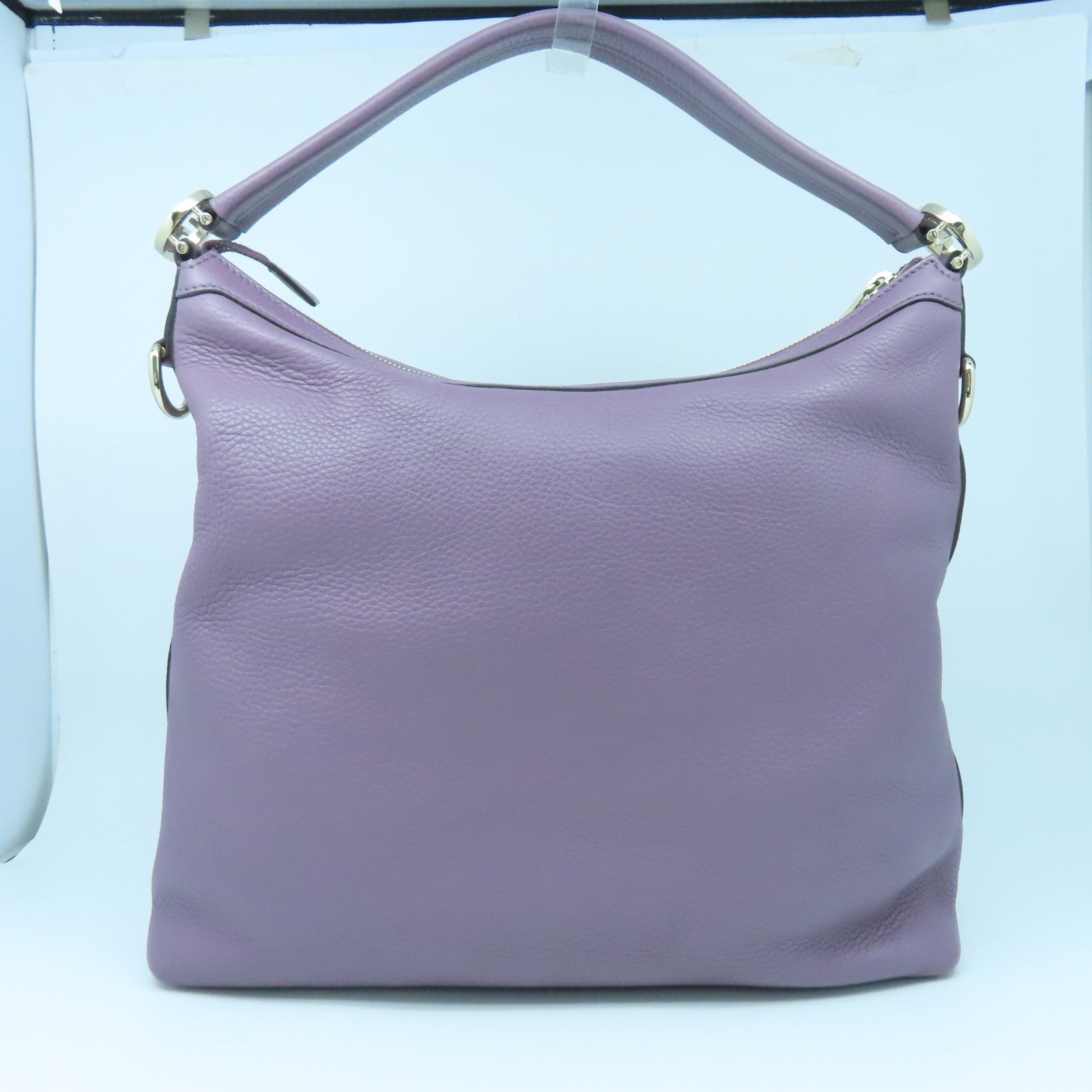GUCCI Cowhide Leather Shoulder Bag Silver Buckle Handle Shoulder Bag Purple