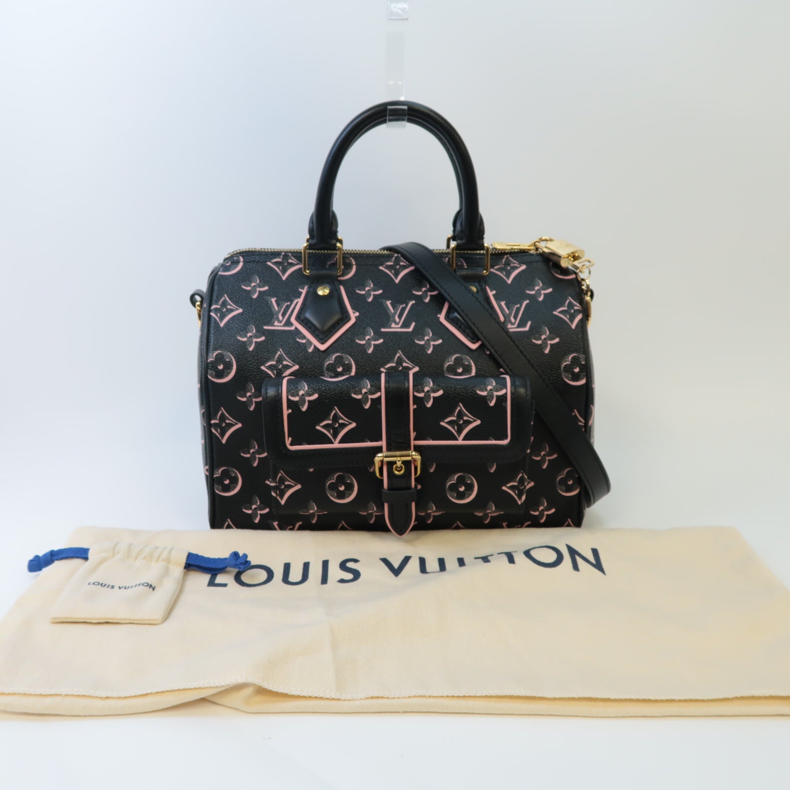 LOUIS VUITTON Monogram Fall for You Speedy Bandouliere 25金扣手挽肩背兩用袋黑色