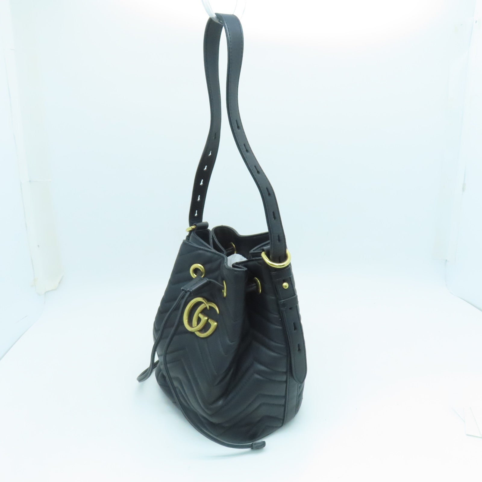 GUCCI 斜纹牛皮皮革Shoulder Bag金扣肩背袋黑色