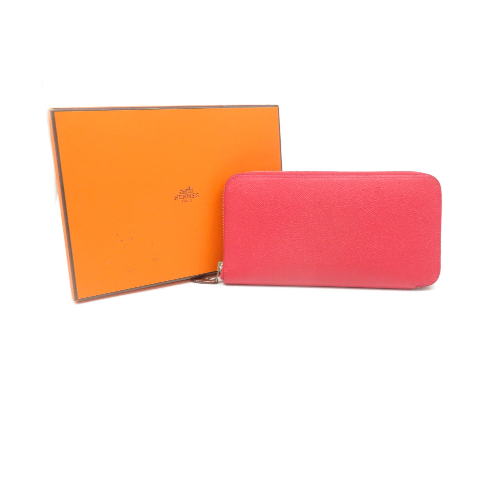 HERMES 【激減優惠】Epsom皮革Silk'In Classique Long Wallet銀扣拉鏈長錢包Rose Azalee粉紅色
