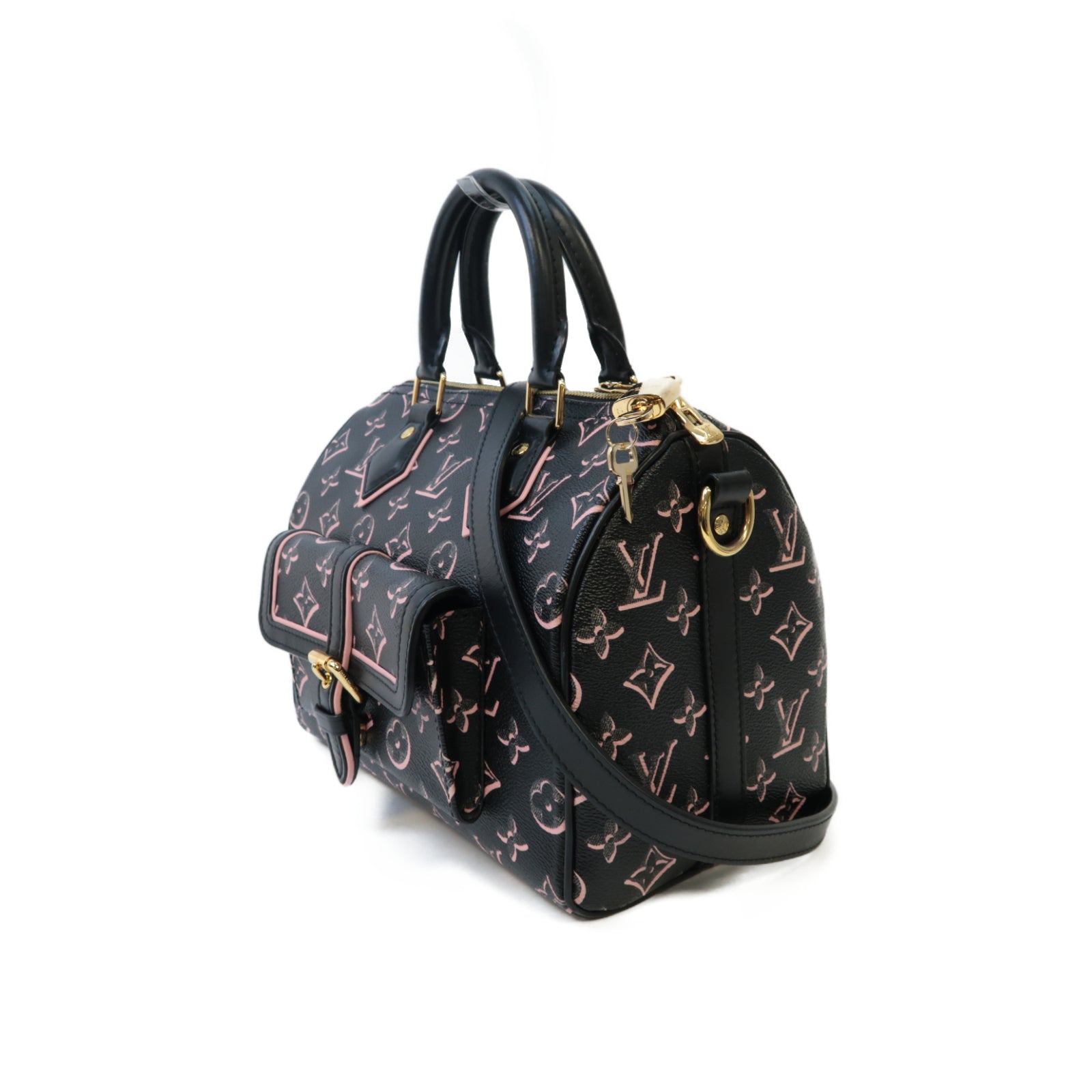 LOUIS VUITTON Monogram Fall for You Speedy Bandouliere 25金扣手挽肩背兩用袋黑色