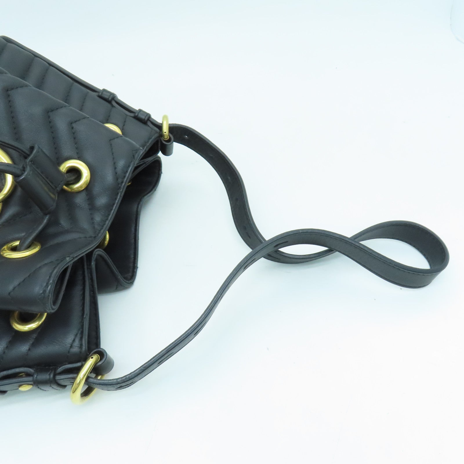 GUCCI 斜纹牛皮皮革Shoulder Bag金扣肩背袋黑色