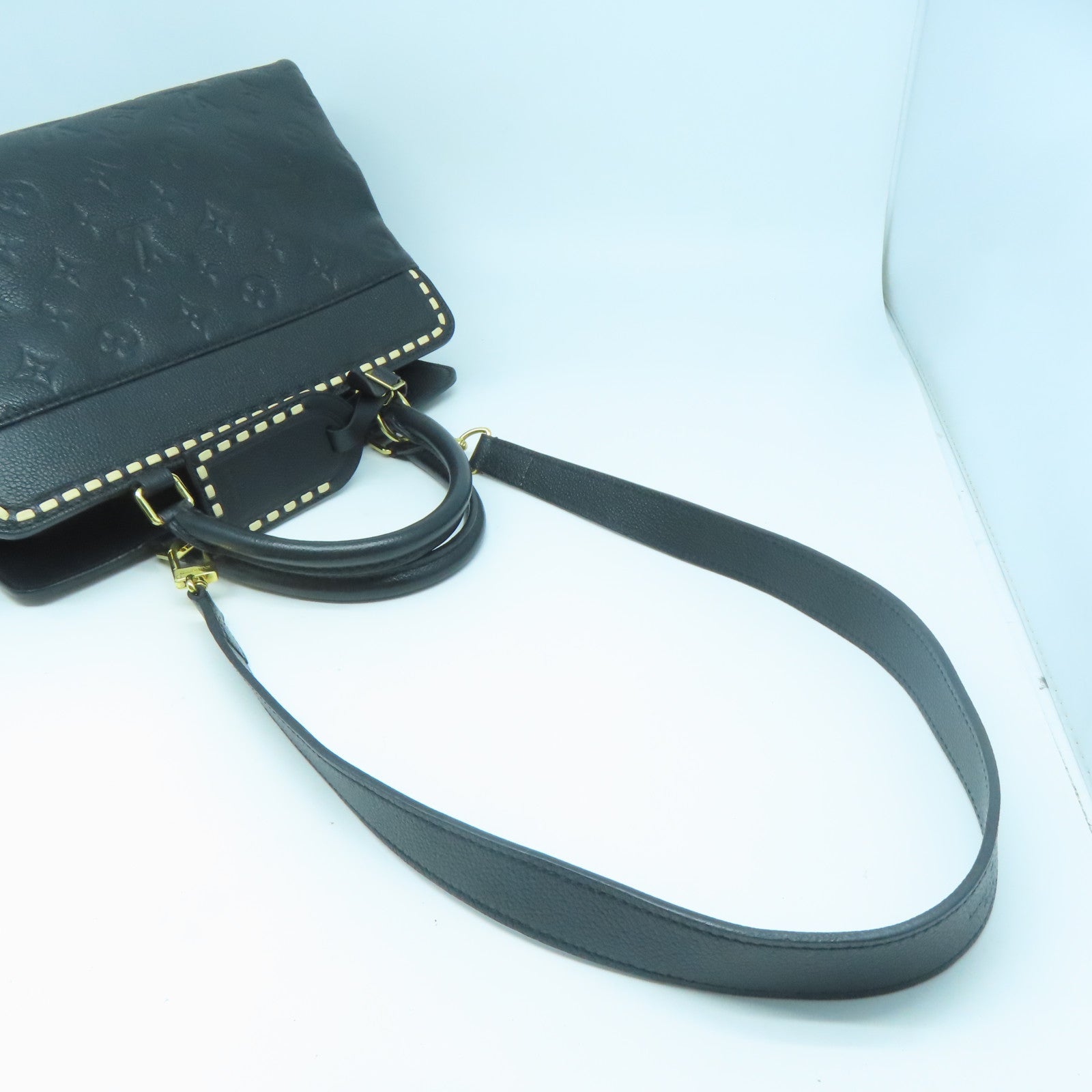 LOUIS VUITTON Monogram Empreinte Vosges MM金扣手挽肩背兩用袋黑色