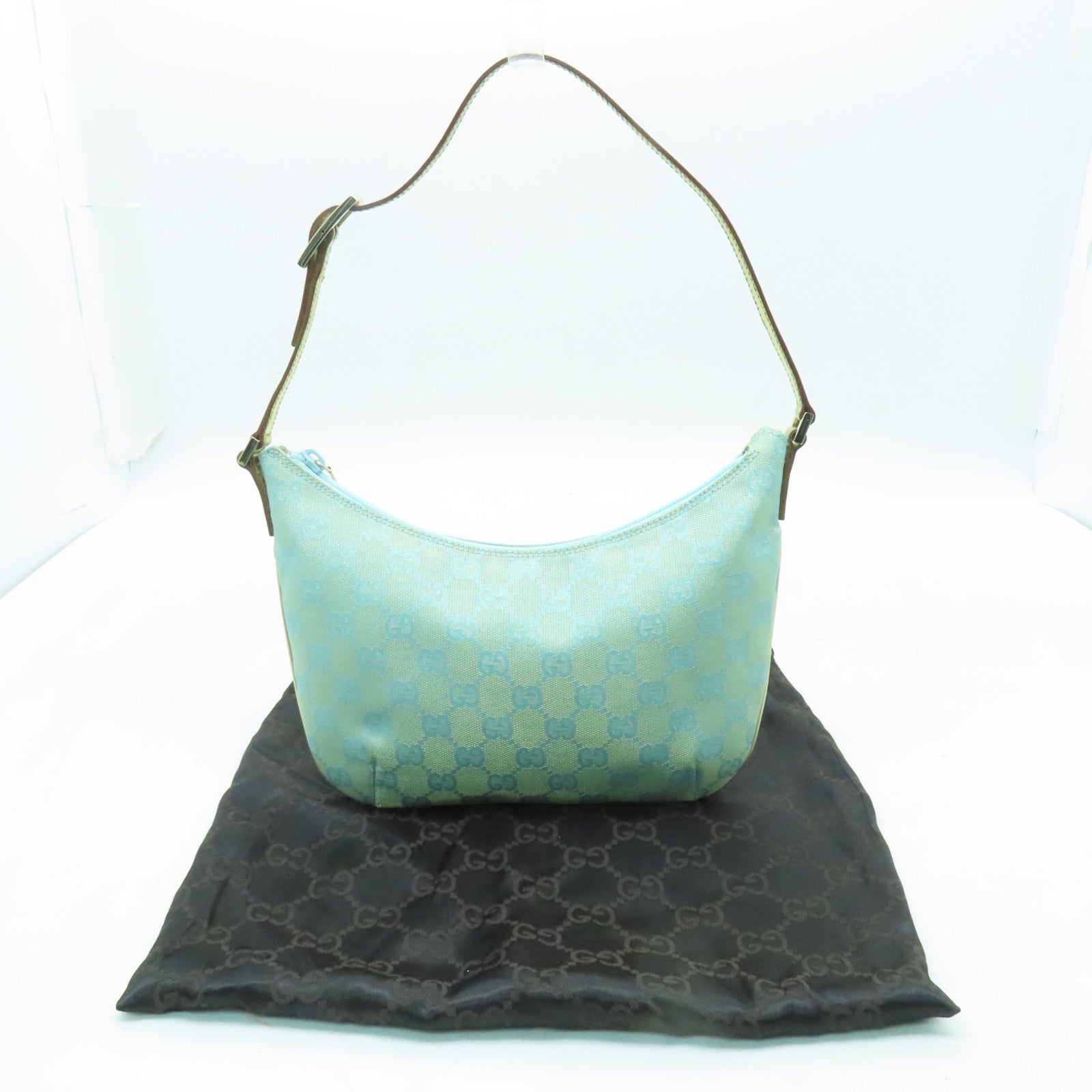 GUCCI 帆布Shoulder Bag金扣肩背袋藍色/金色