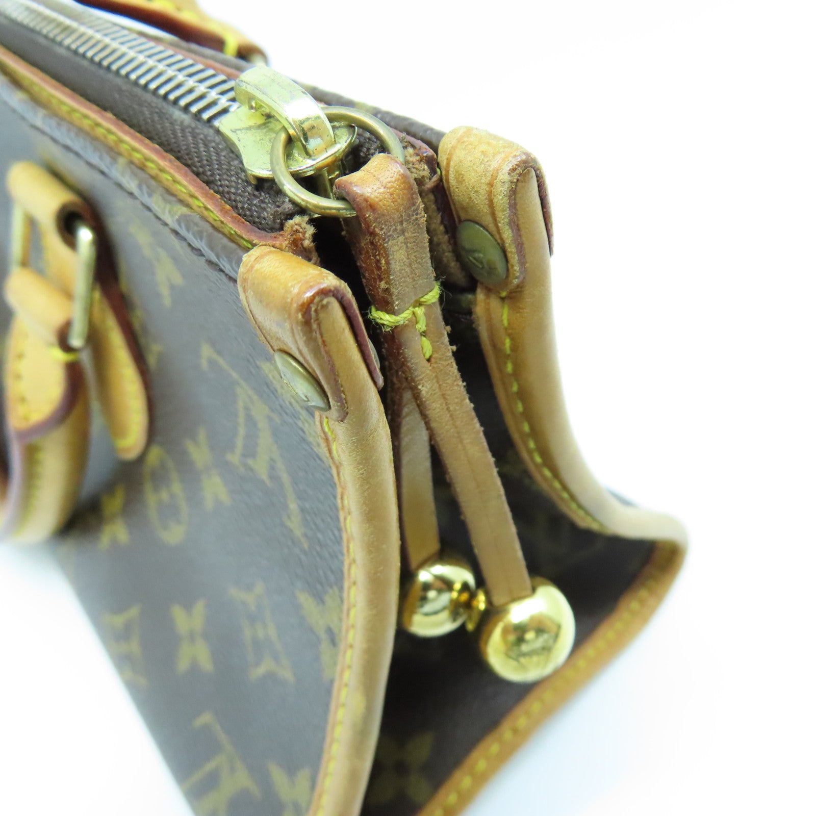 LOUIS VUITTON Monogram Popincourt gold buckle handle bag brown
