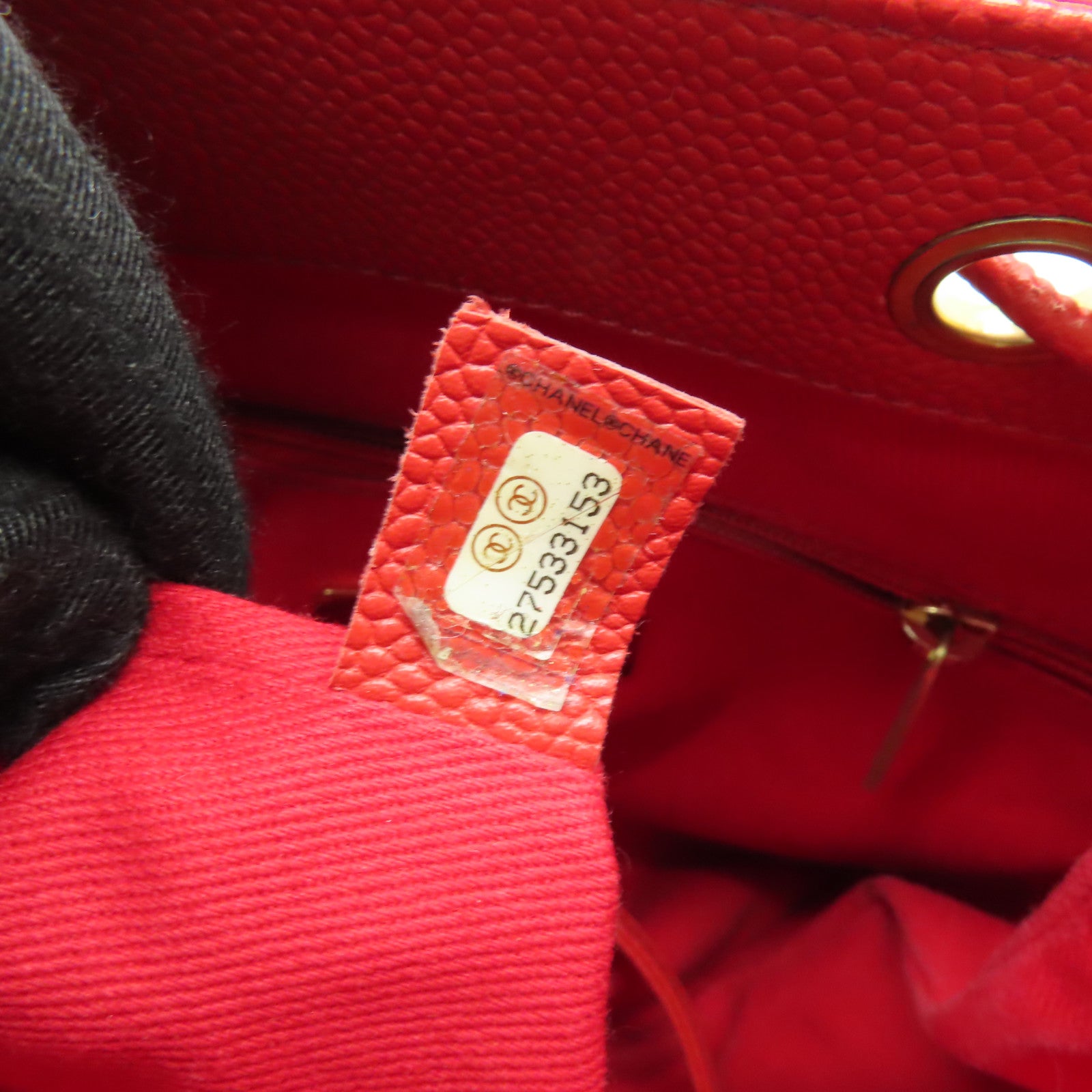 CHANEL 菱格Caviar皮革Bucket Sling金扣手挽肩背兩用袋紅色