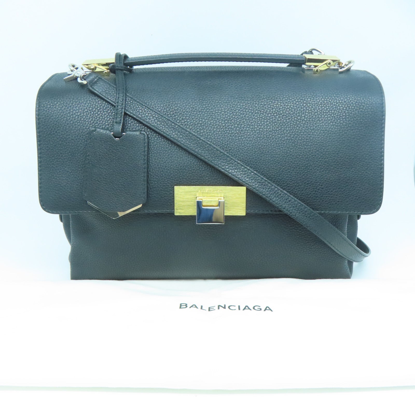 BALENCIAGA 【激減優惠】牛皮皮革Dix Cartable金扣/銀扣手挽肩背兩用袋黑色