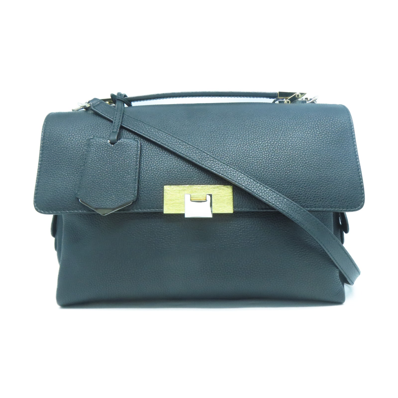 BALENCIAGA 【激減優惠】牛皮皮革Dix Cartable金扣/銀扣手挽肩背兩用袋黑色