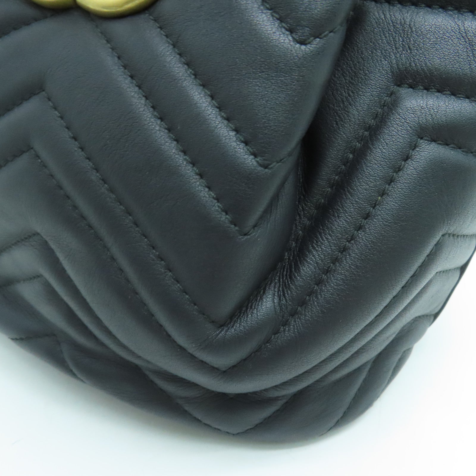 GUCCI 斜纹牛皮皮革Shoulder Bag金扣肩背袋黑色