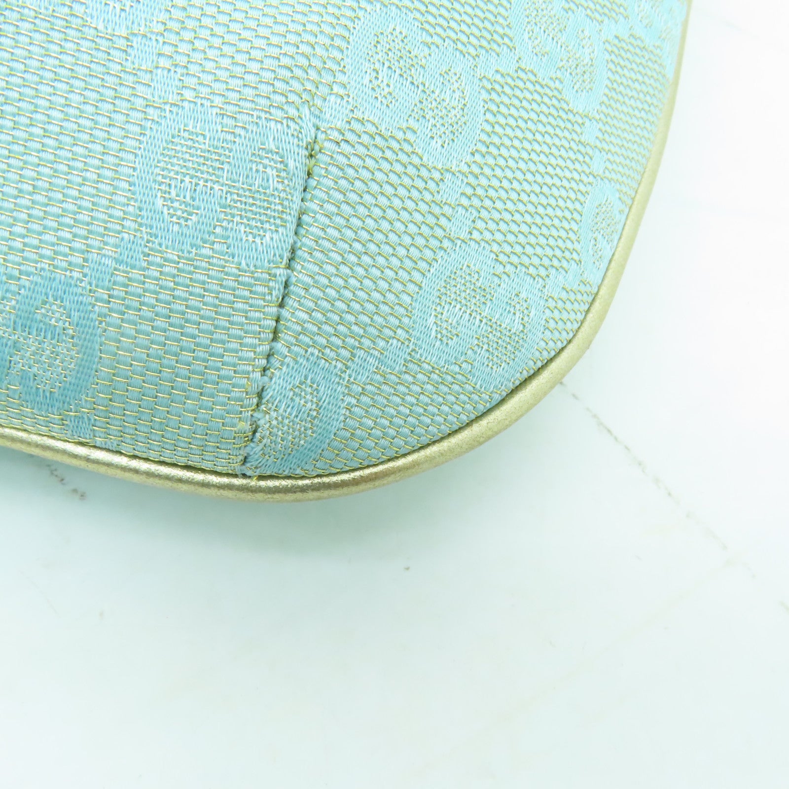 GUCCI 帆布Shoulder Bag金扣肩背袋藍色/金色