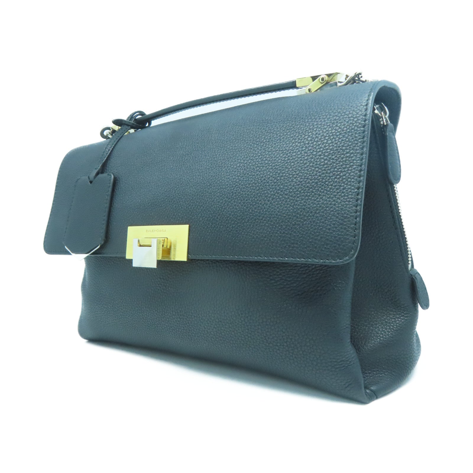 BALENCIAGA 【激減優惠】牛皮皮革Dix Cartable金扣/銀扣手挽肩背兩用袋黑色
