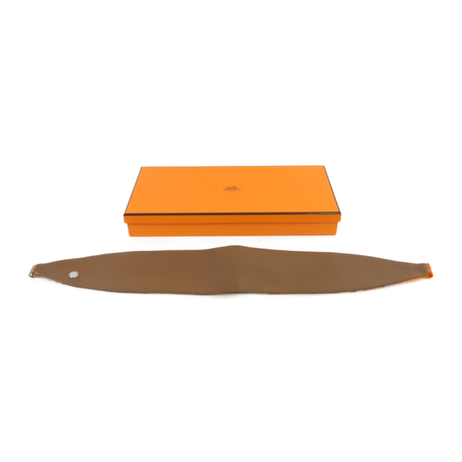 HERMES 羊絨/絲質/皮革Waist Belt銀扣皮帶啡色