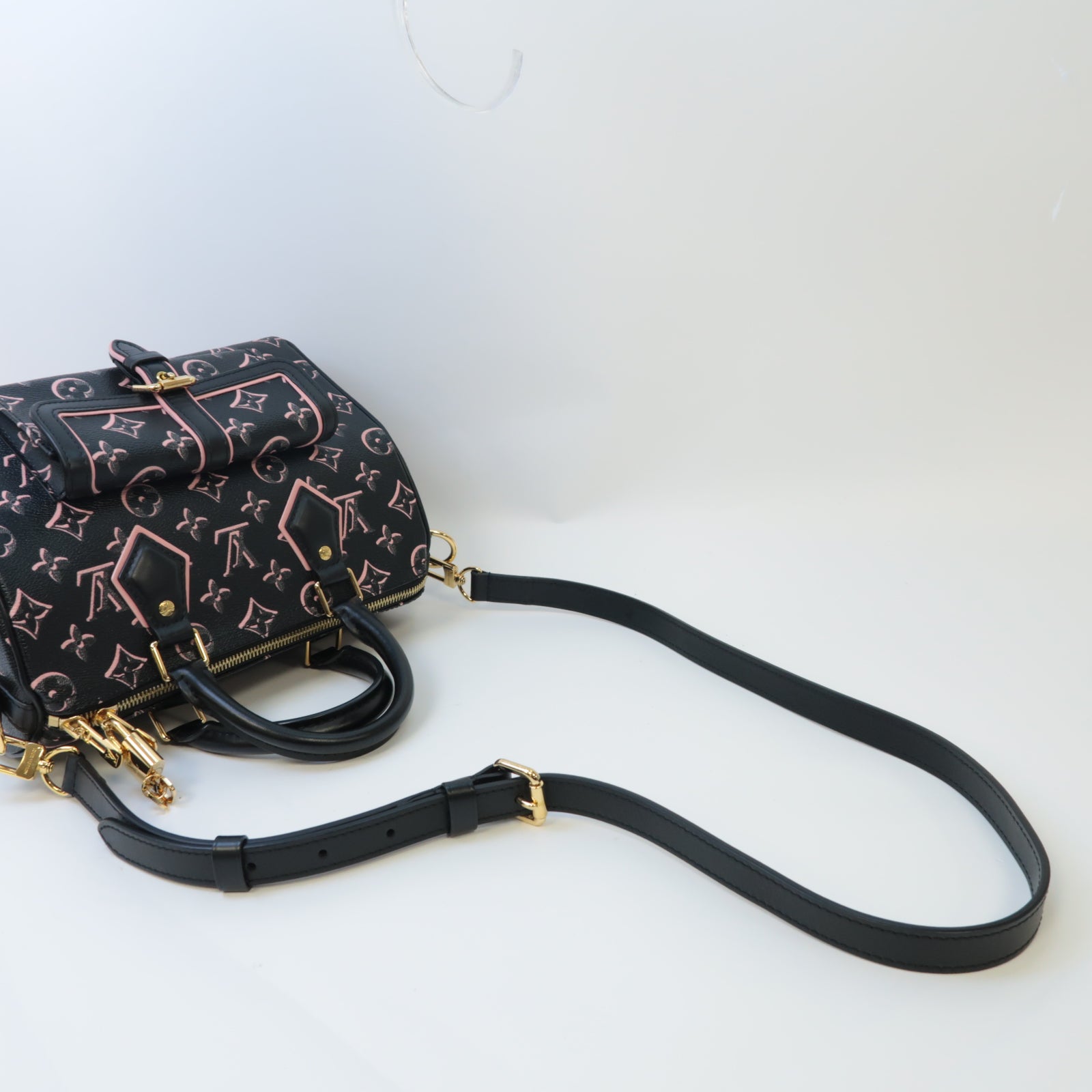 LOUIS VUITTON Monogram Fall for You Speedy Bandouliere 25金扣手挽肩背兩用袋黑色