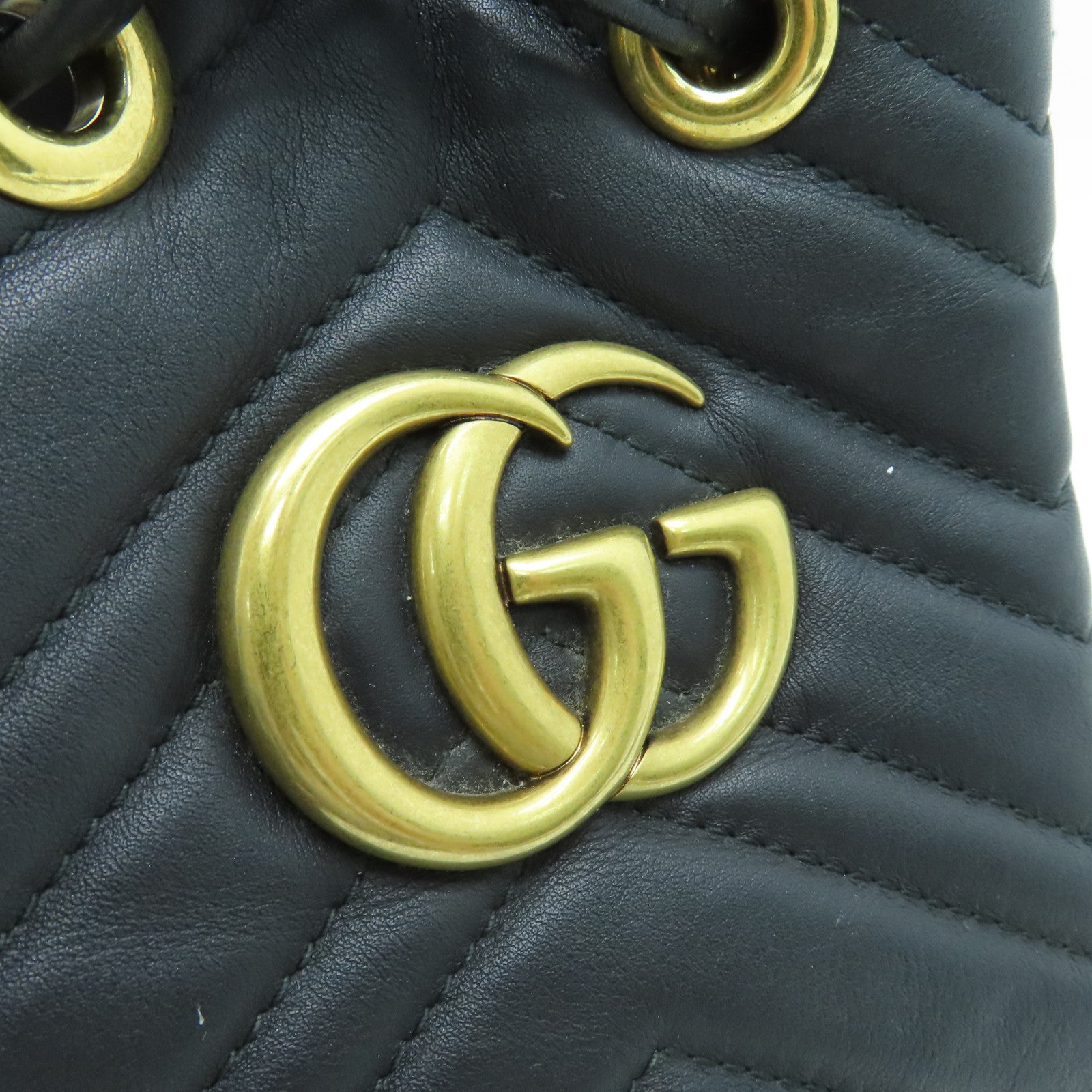GUCCI 斜纹牛皮皮革Shoulder Bag金扣肩背袋黑色
