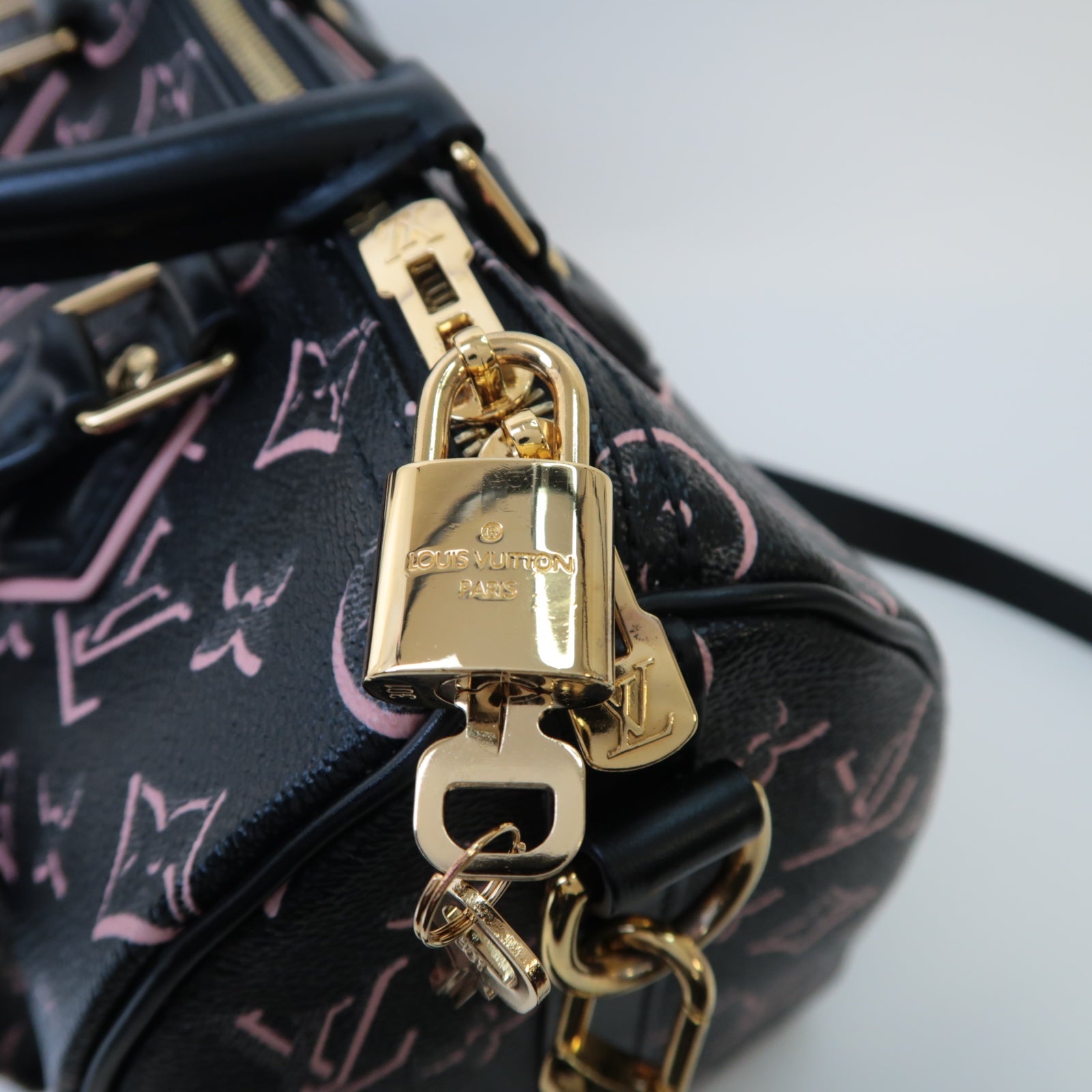 LOUIS VUITTON Monogram Fall for You Speedy Bandouliere 25金扣手挽肩背兩用袋黑色