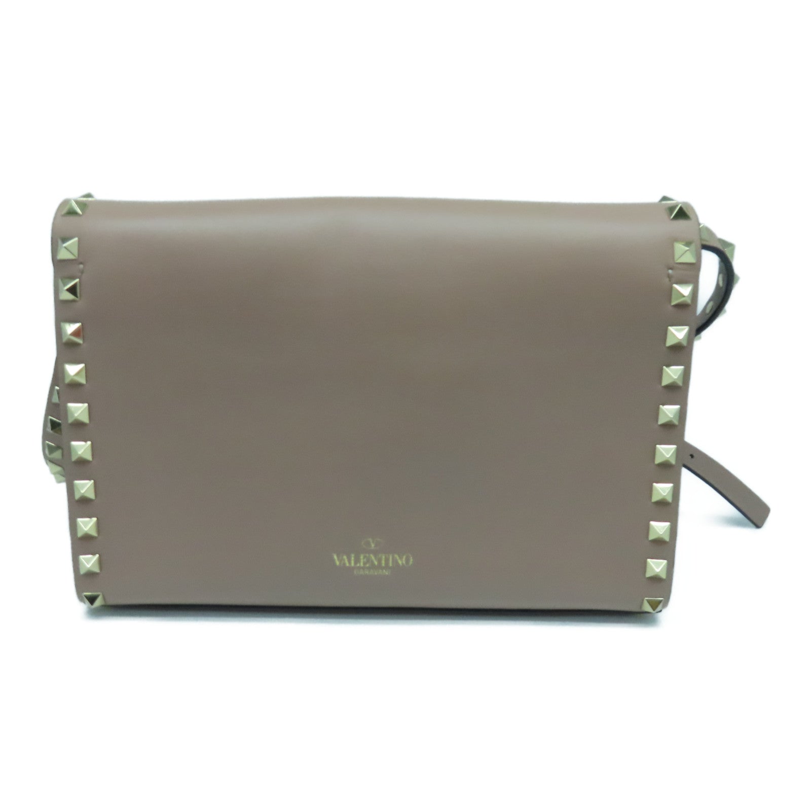 Valentino Calfskin Leather Garavani Rockstud Bag Gold Buckle Shoulder Bag Pink
