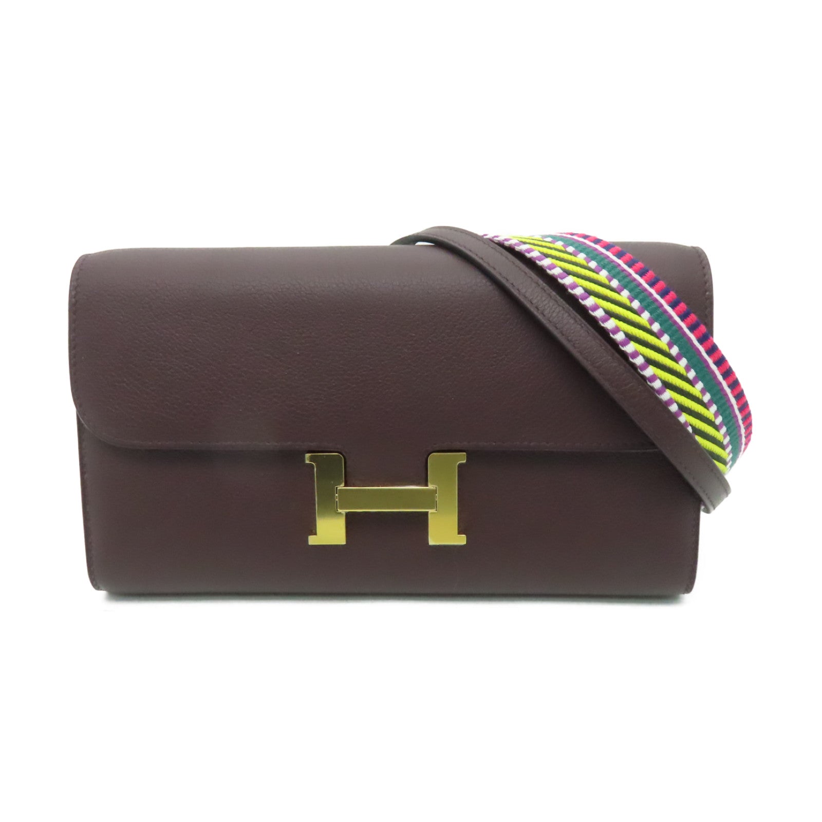 HERMES Evercolor皮革Constance To Go金扣肩背袋啡色