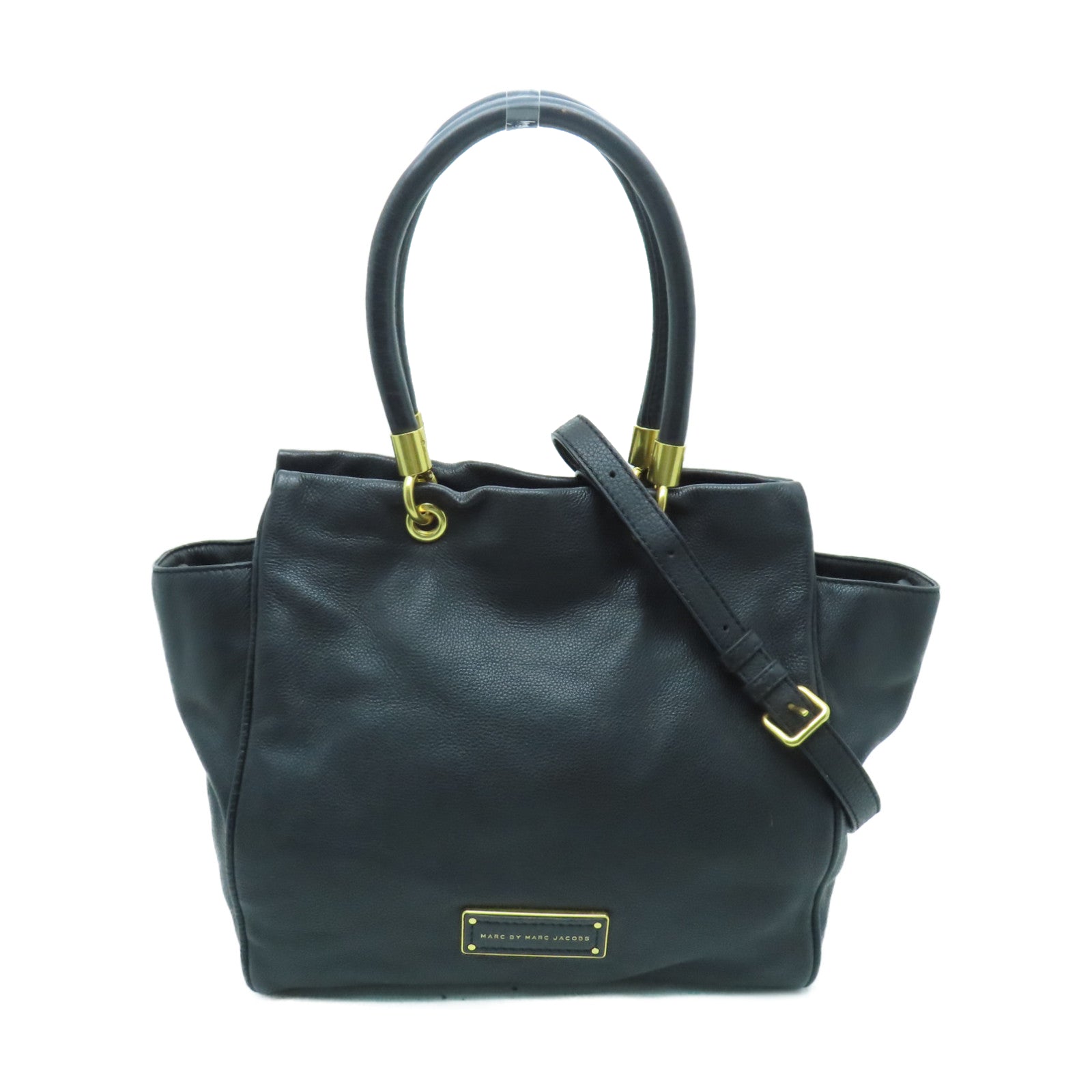 MARC BY MARC JACOBS 【激減優惠】牛皮皮革2 Way Shoulder金扣手挽肩背兩用袋黑色