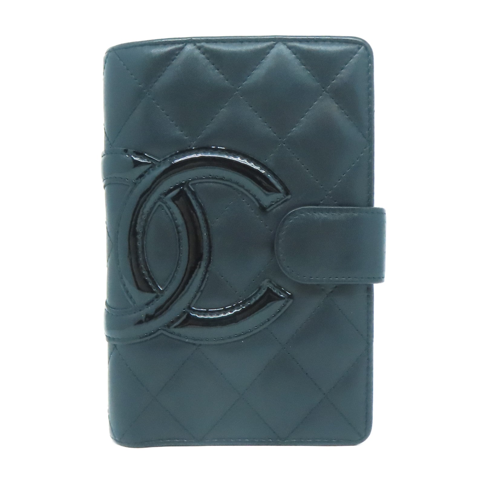 CHANEL 牛皮皮革Cambon Line Wallet銀扣錢包黑色