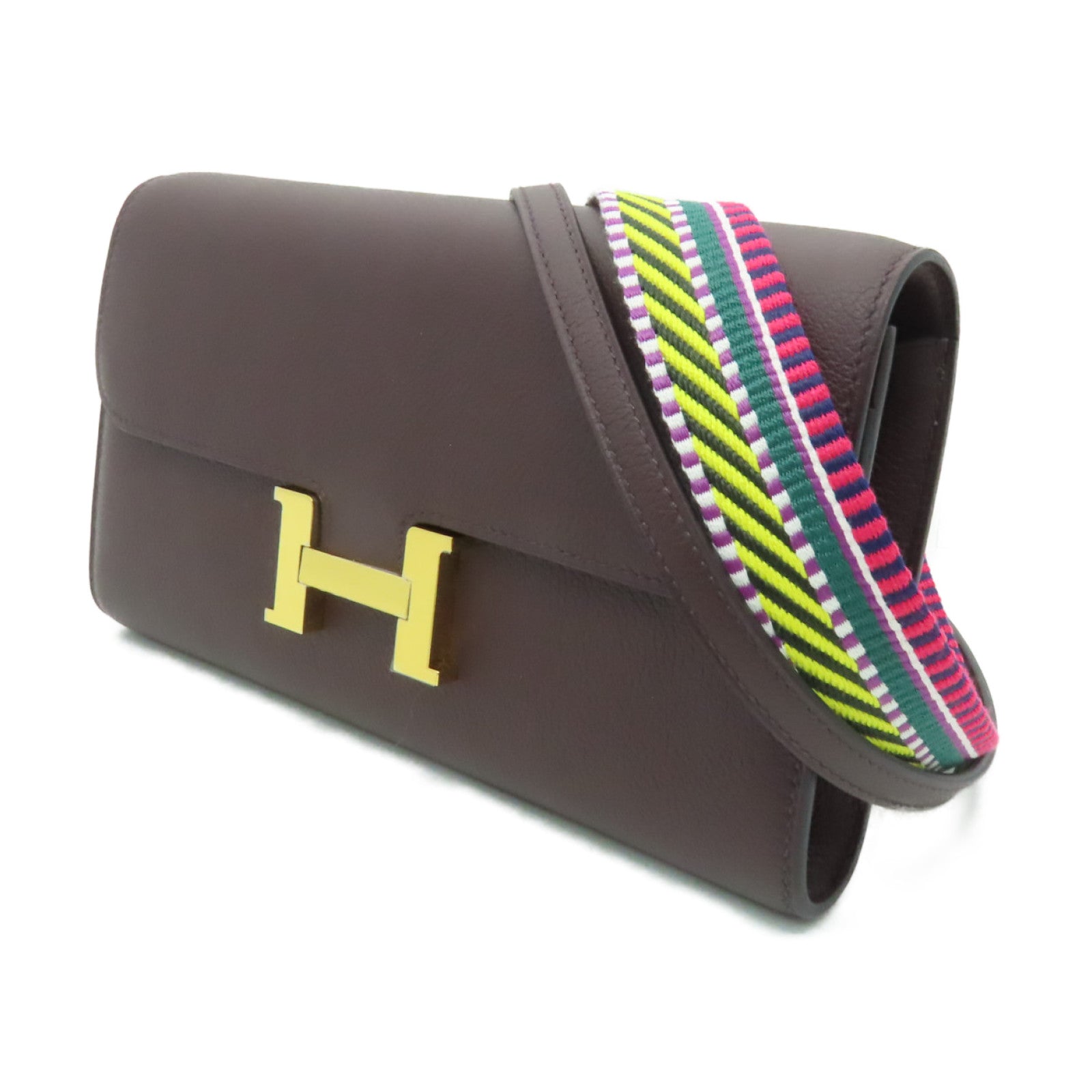 HERMES Evercolor皮革Constance To Go金扣肩背袋啡色