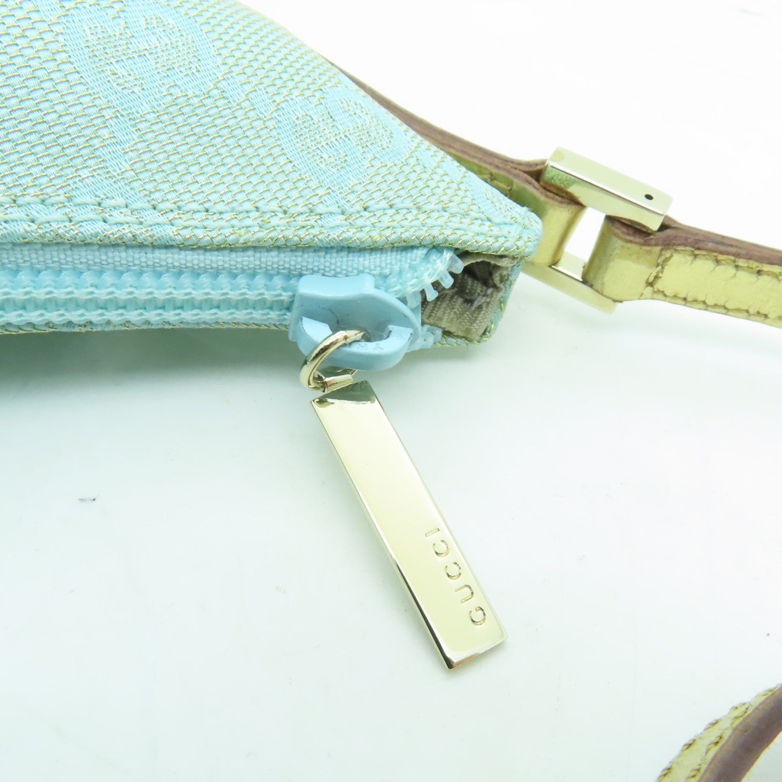 GUCCI 帆布Shoulder Bag金扣肩背袋藍色/金色