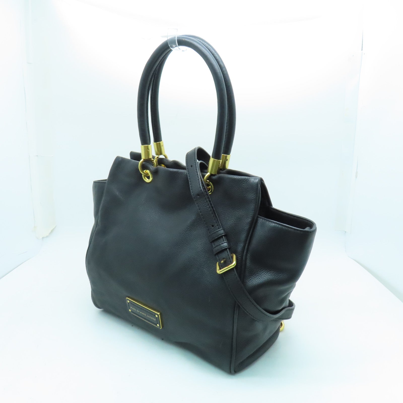 MARC BY MARC JACOBS 【激減優惠】牛皮皮革2 Way Shoulder金扣手挽肩背兩用袋黑色