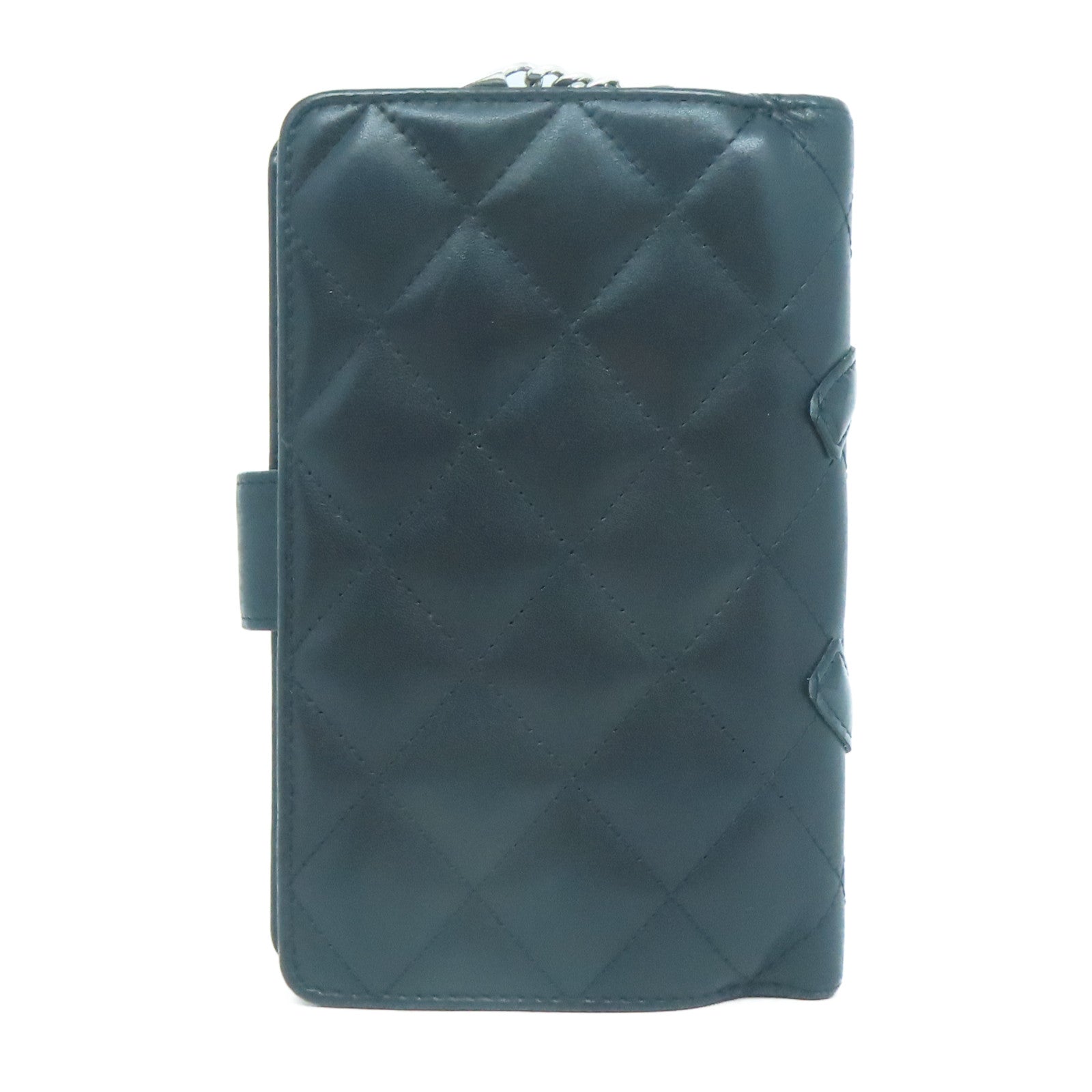 CHANEL 牛皮皮革Cambon Line Wallet銀扣錢包黑色
