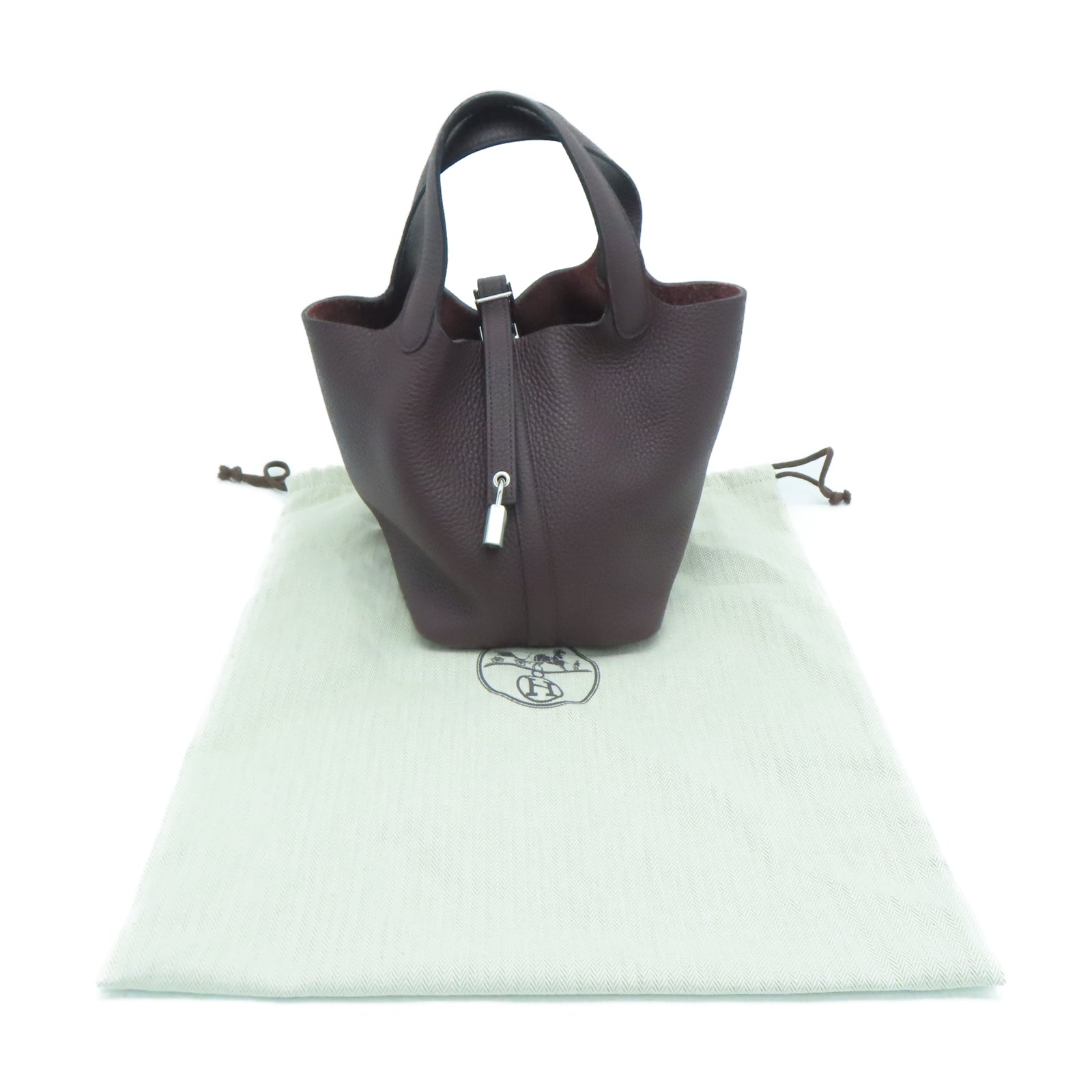 HERMES Taurillon Clemence皮革Picotin PM银扣手挽袋红色