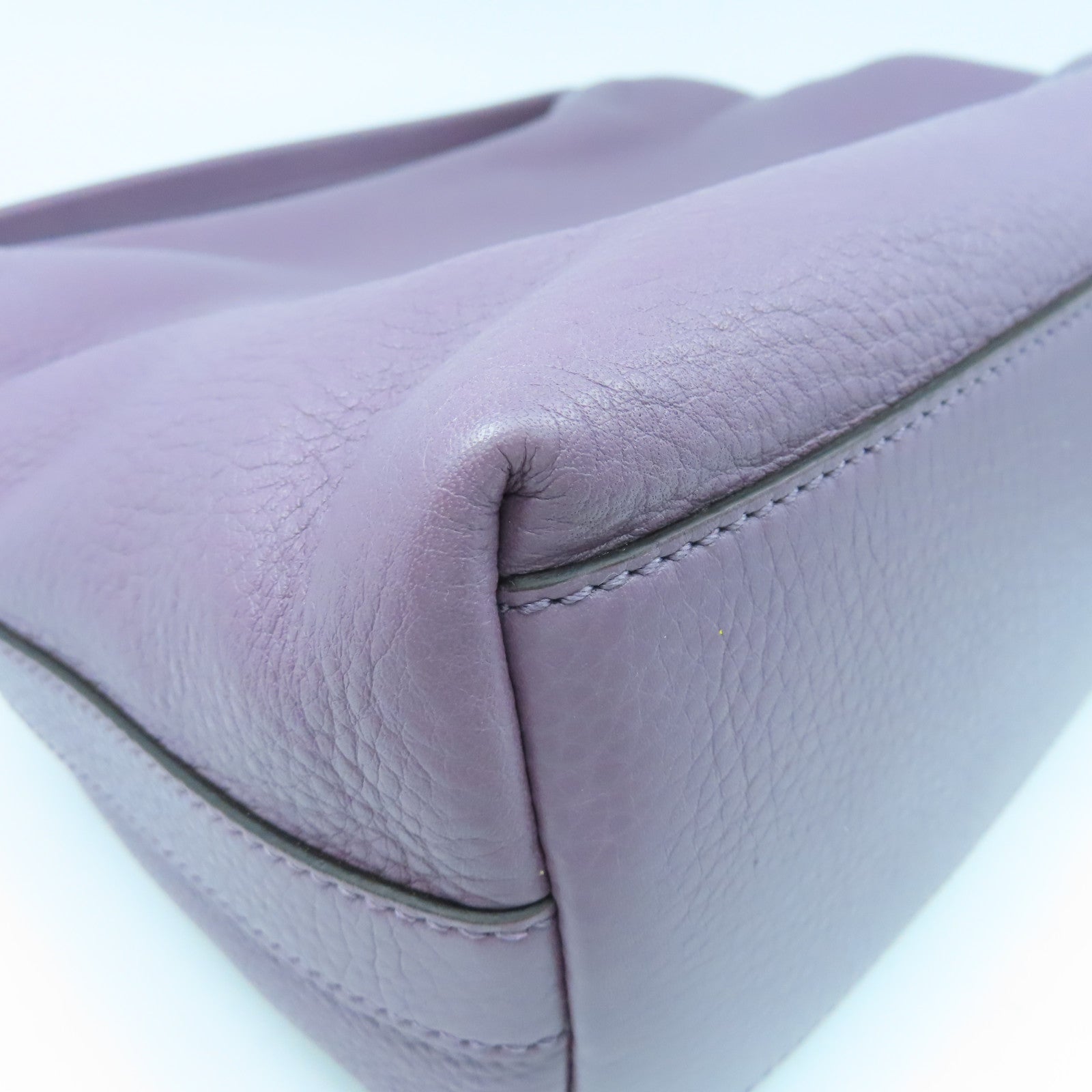 GUCCI Cowhide Leather Shoulder Bag Silver Buckle Handle Shoulder Bag Purple
