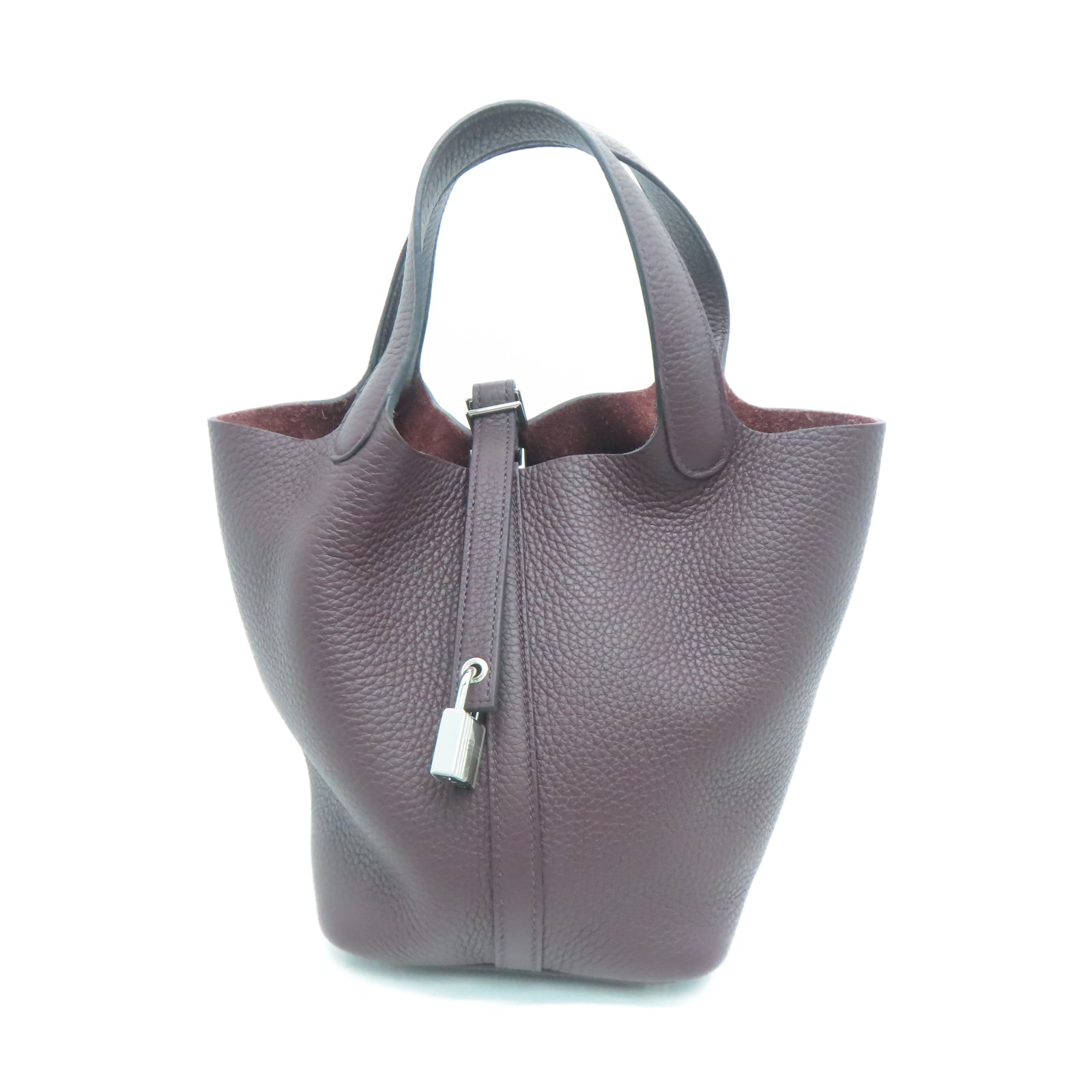 HERMES Taurillon Clemence皮革Picotin PM银扣手挽袋红色
