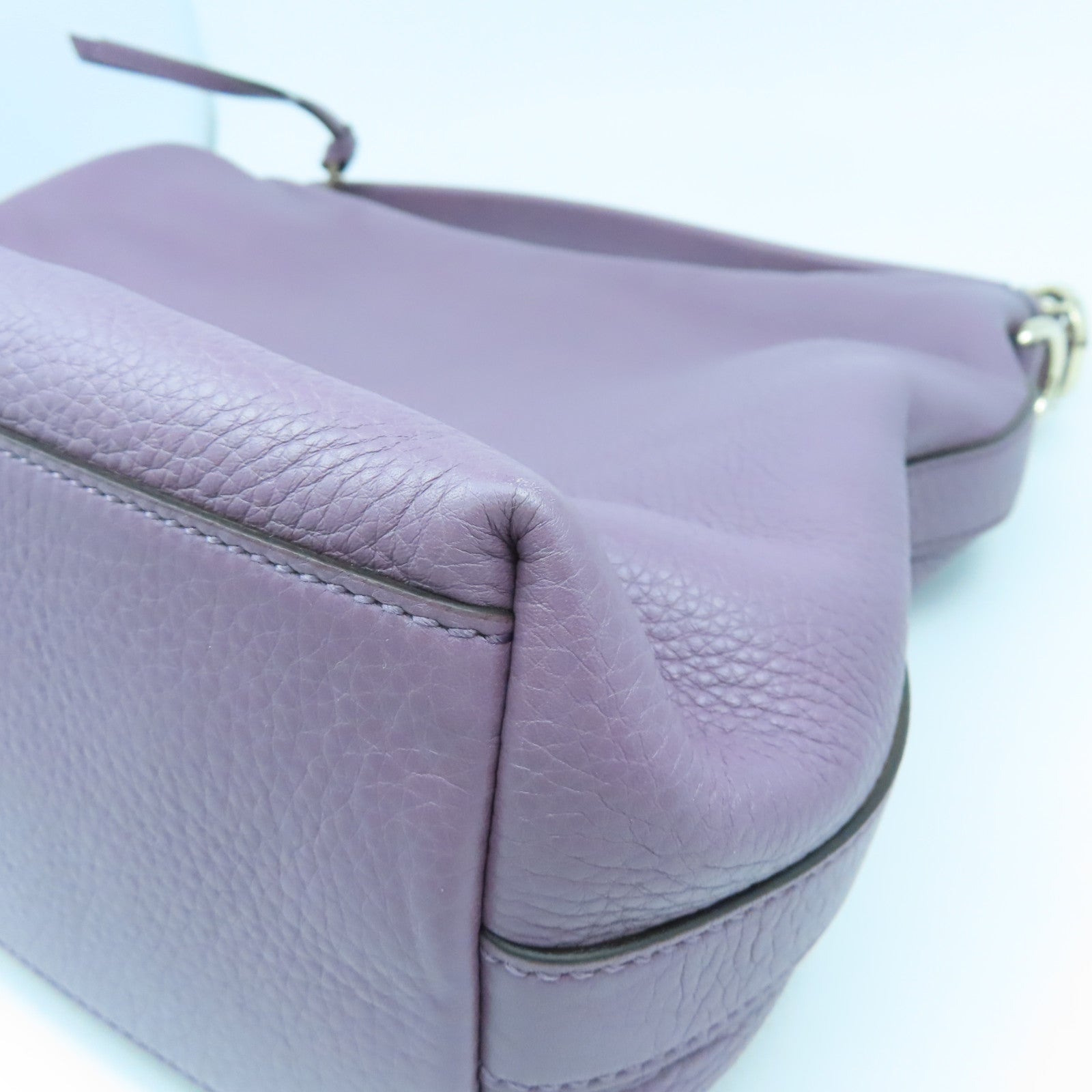 GUCCI Cowhide Leather Shoulder Bag Silver Buckle Handle Shoulder Bag Purple